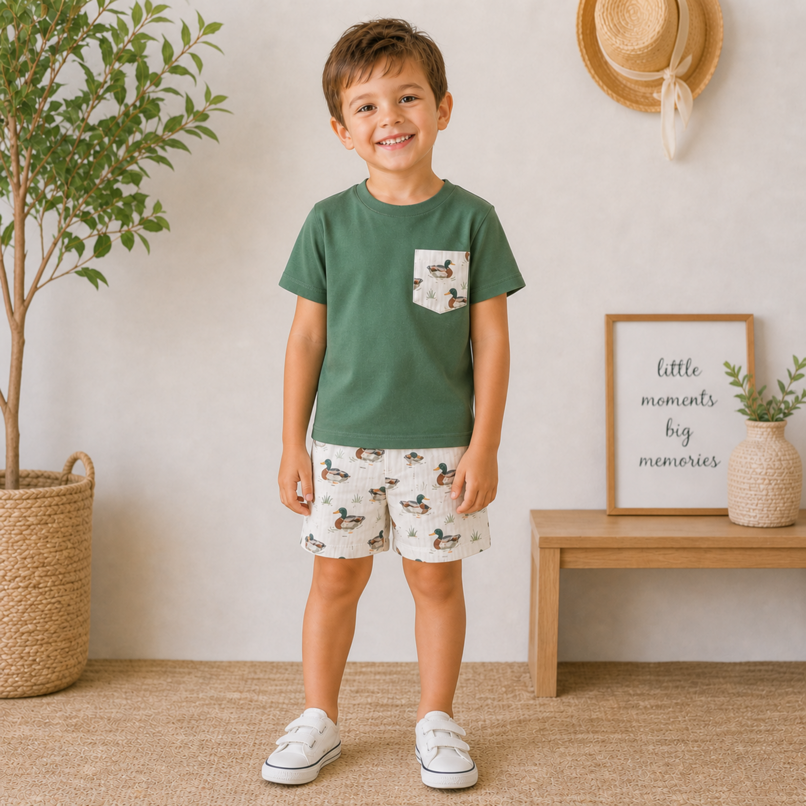 Emma Jean Green Mallard Duck Short Set