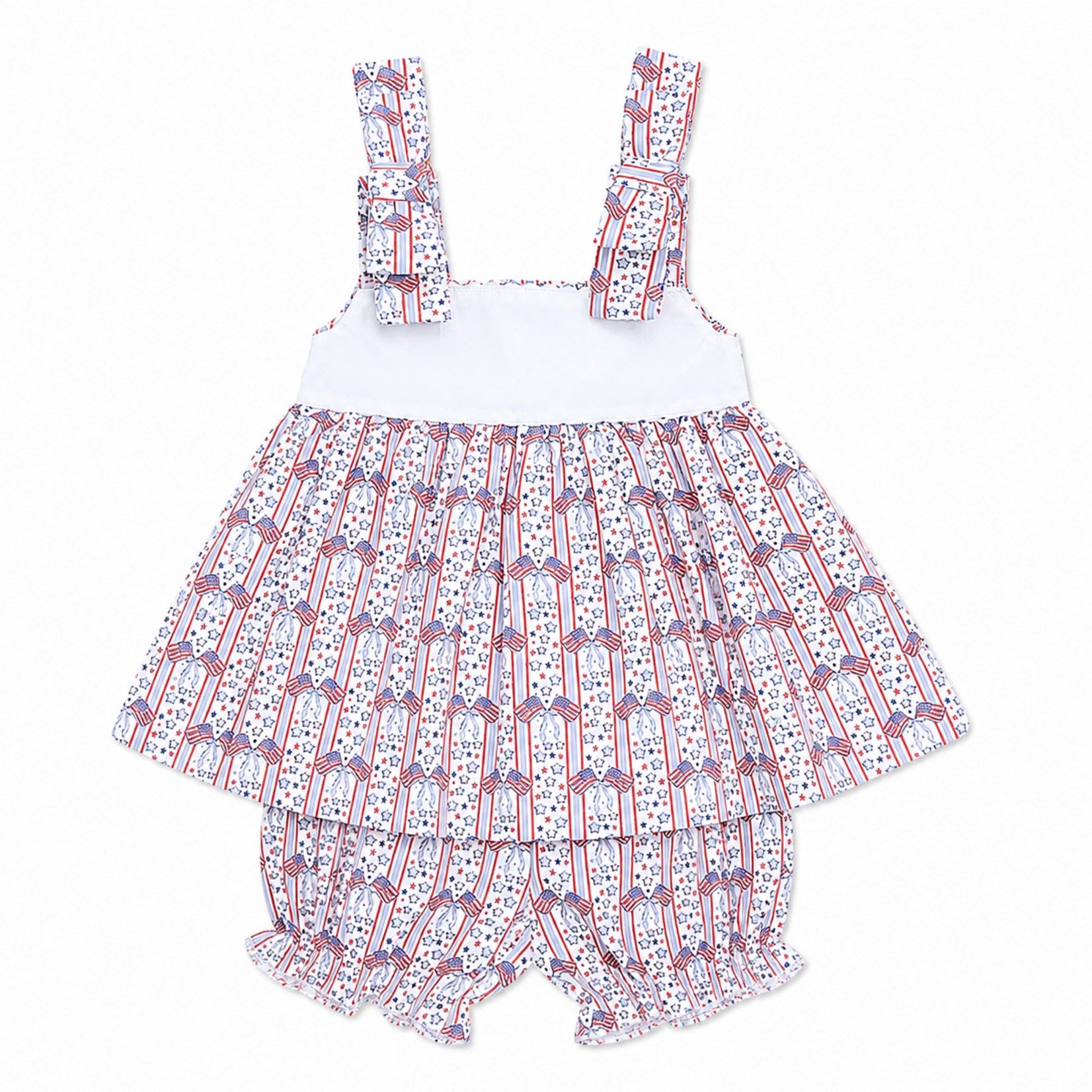 Sweet Dreams Patriotic Print Bow Bloomer Set