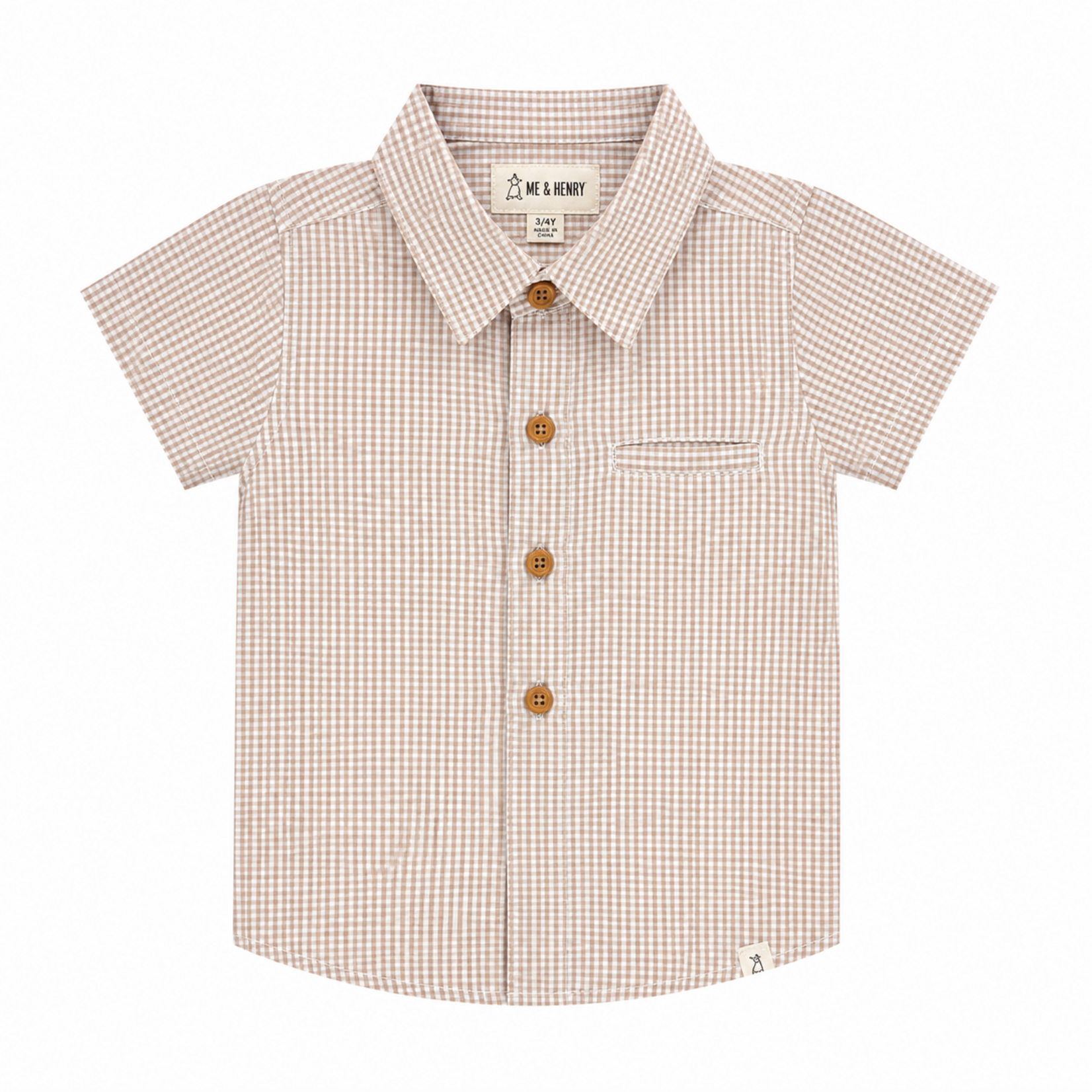 Me & Henry Beige Micro Plaid Newport Shirt