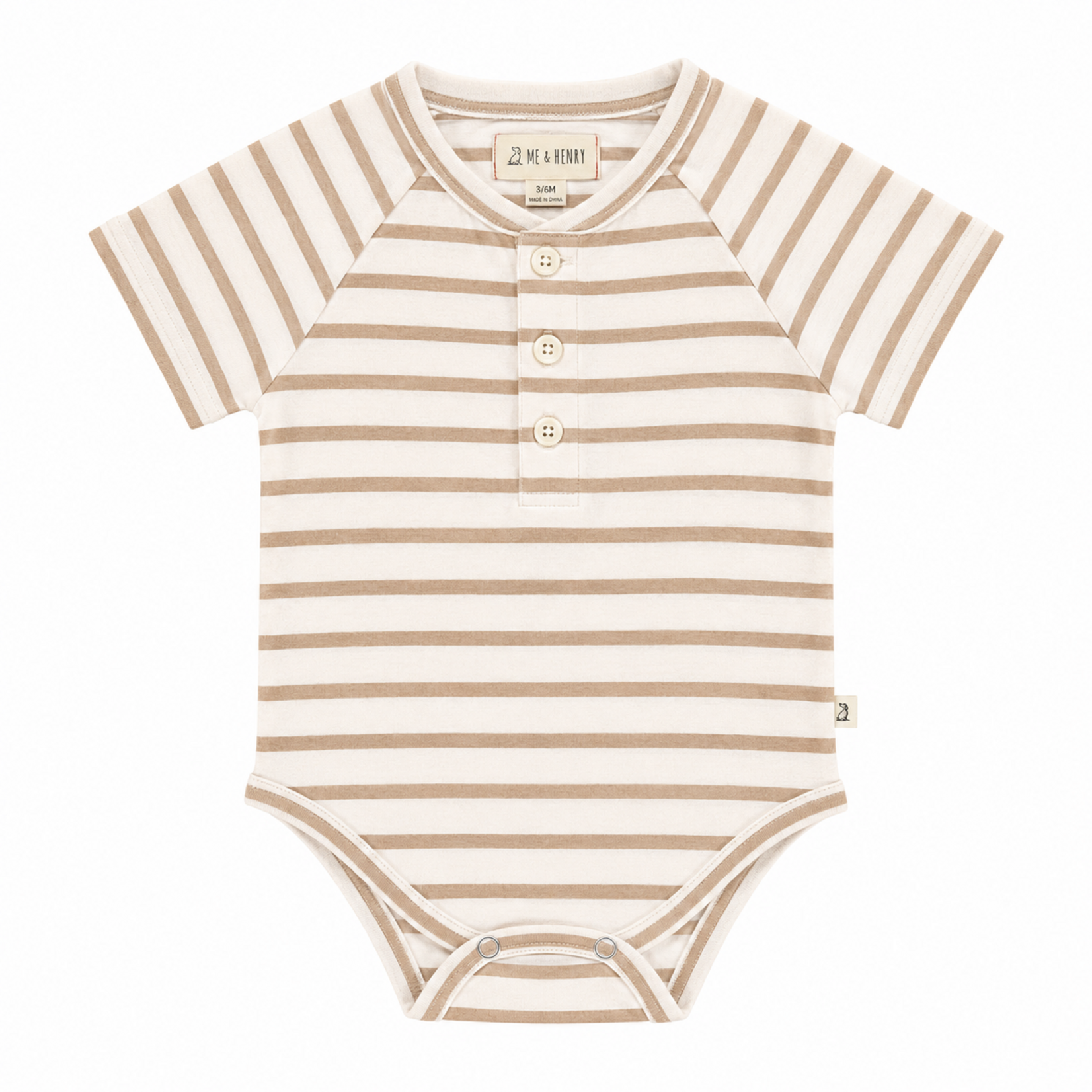 Me & Henry Beige White Raglan Onesie