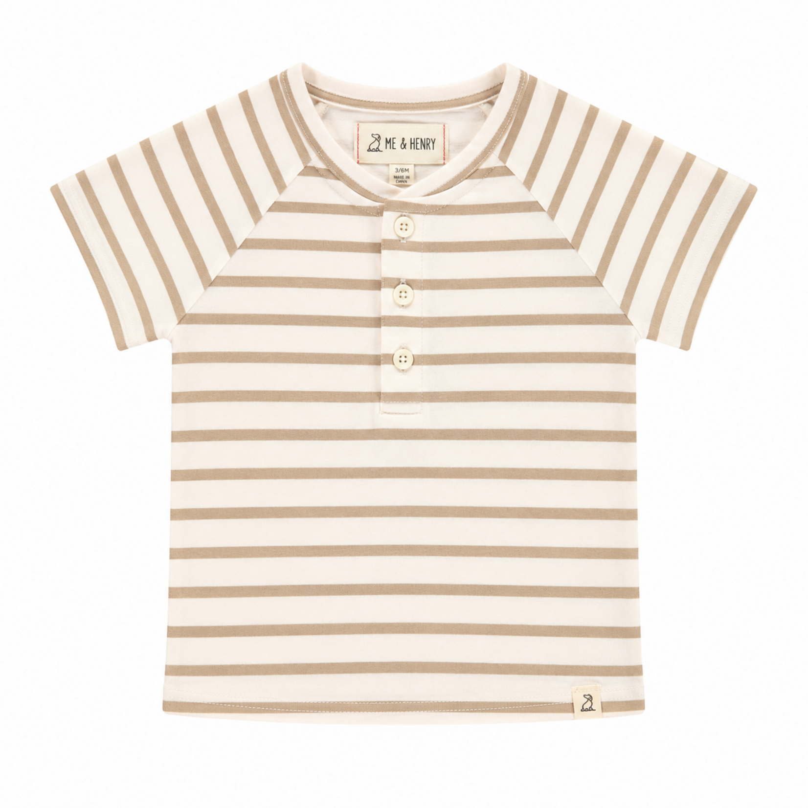 Me & Henry Beige White Raglan Henley