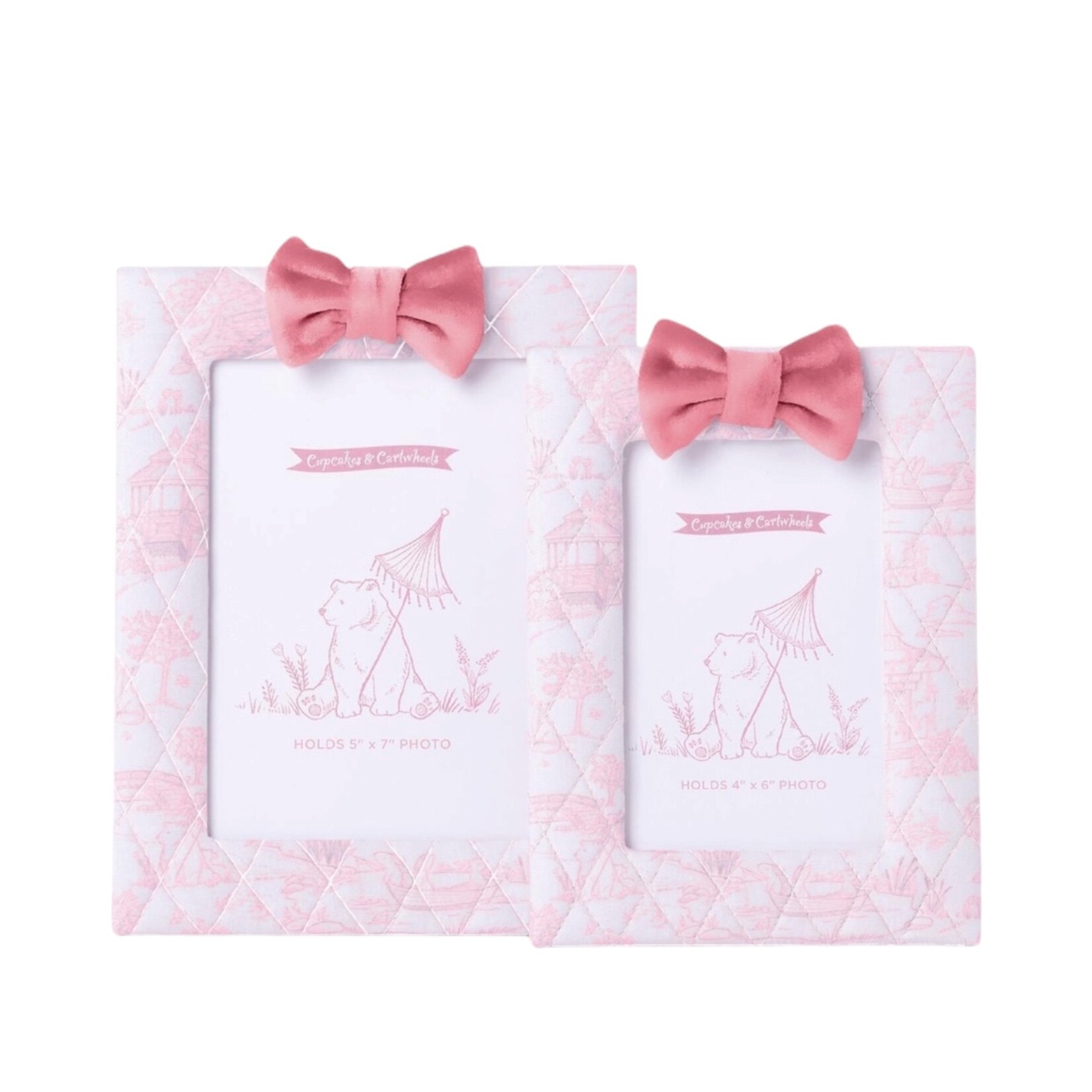 Cupcakes & Cartwheels Animal Toile Pink Quilted Frame Set