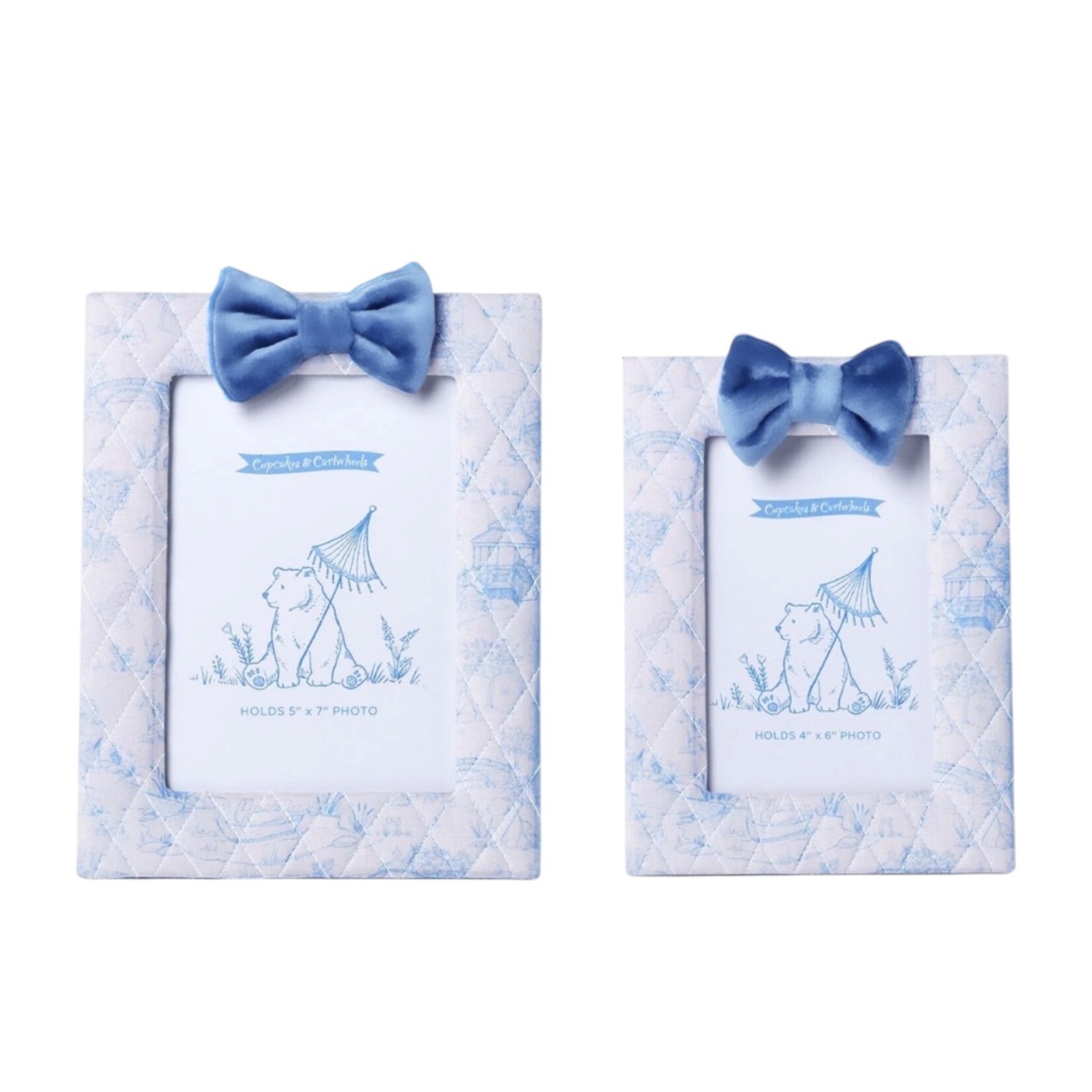 Cupcakes & Cartwheels Animal Toile Blue Quilted Frame Set