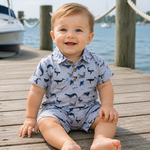 Me & Henry Blue Whale Molokai Romper