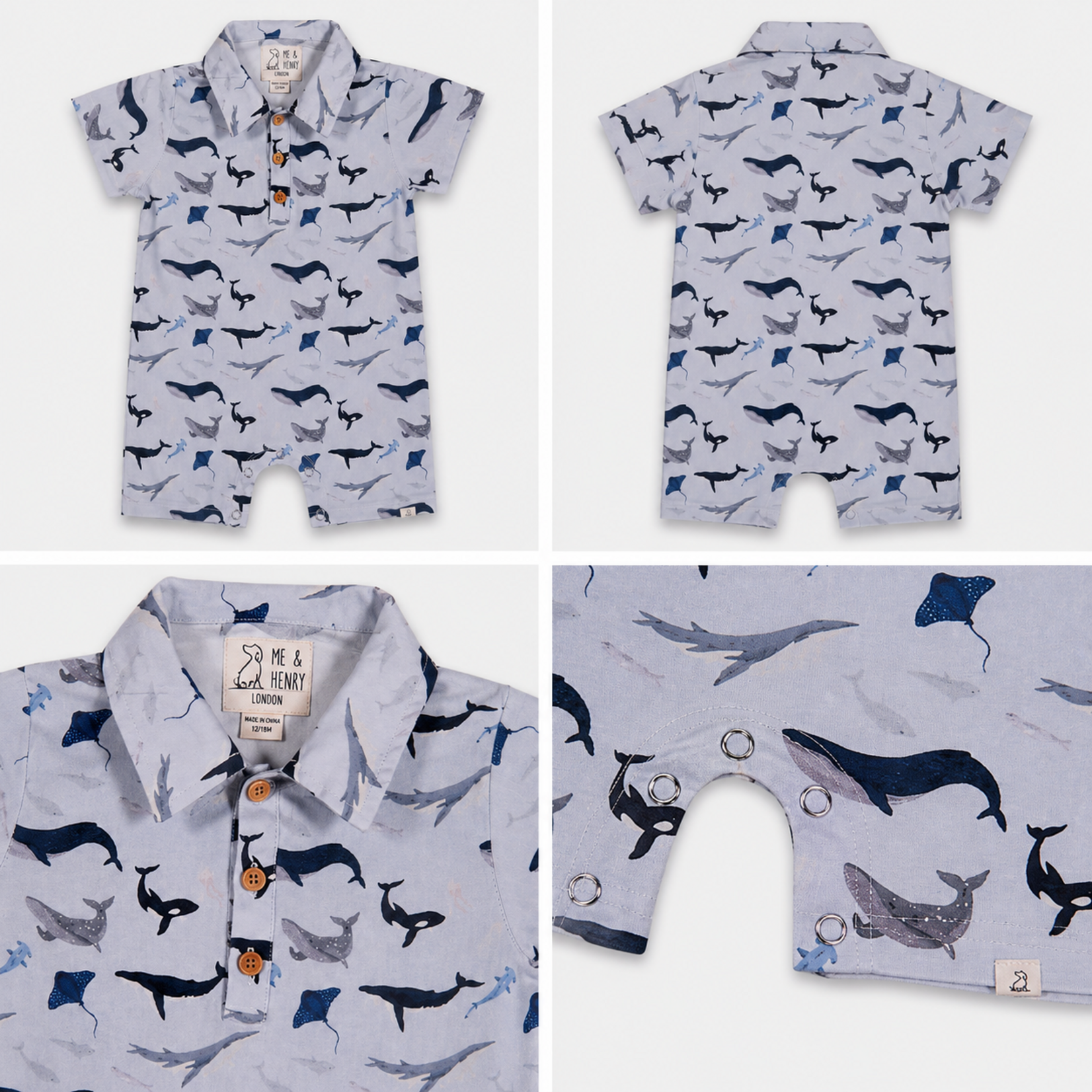 Me & Henry Blue Whale Molokai Romper