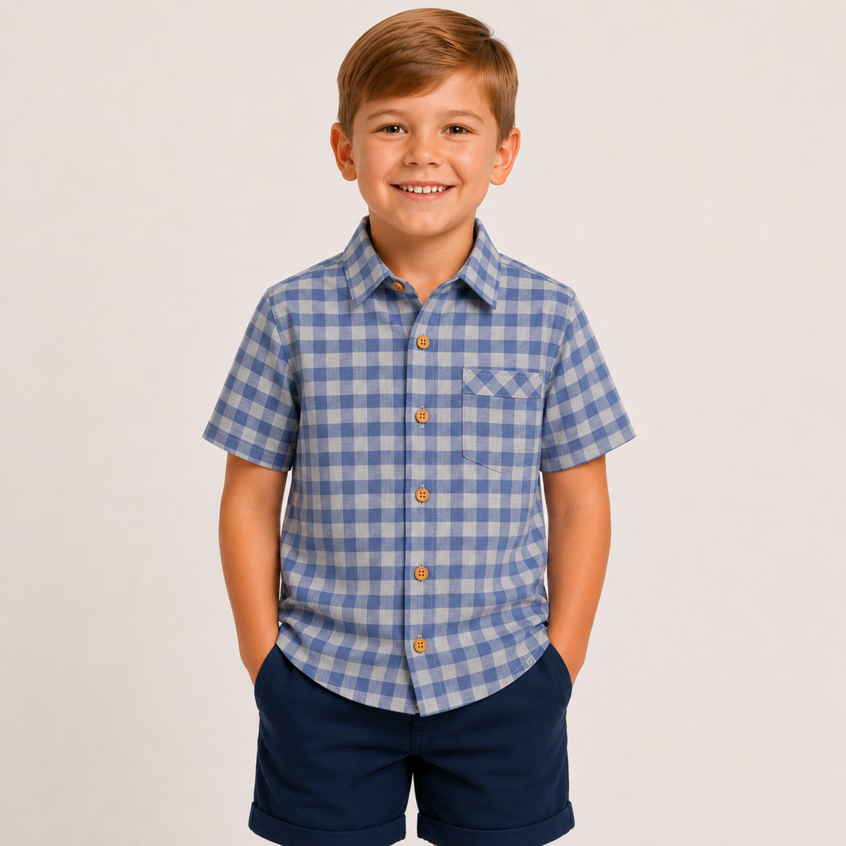Me & Henry Dark Chambray Plaid Newport Shirt