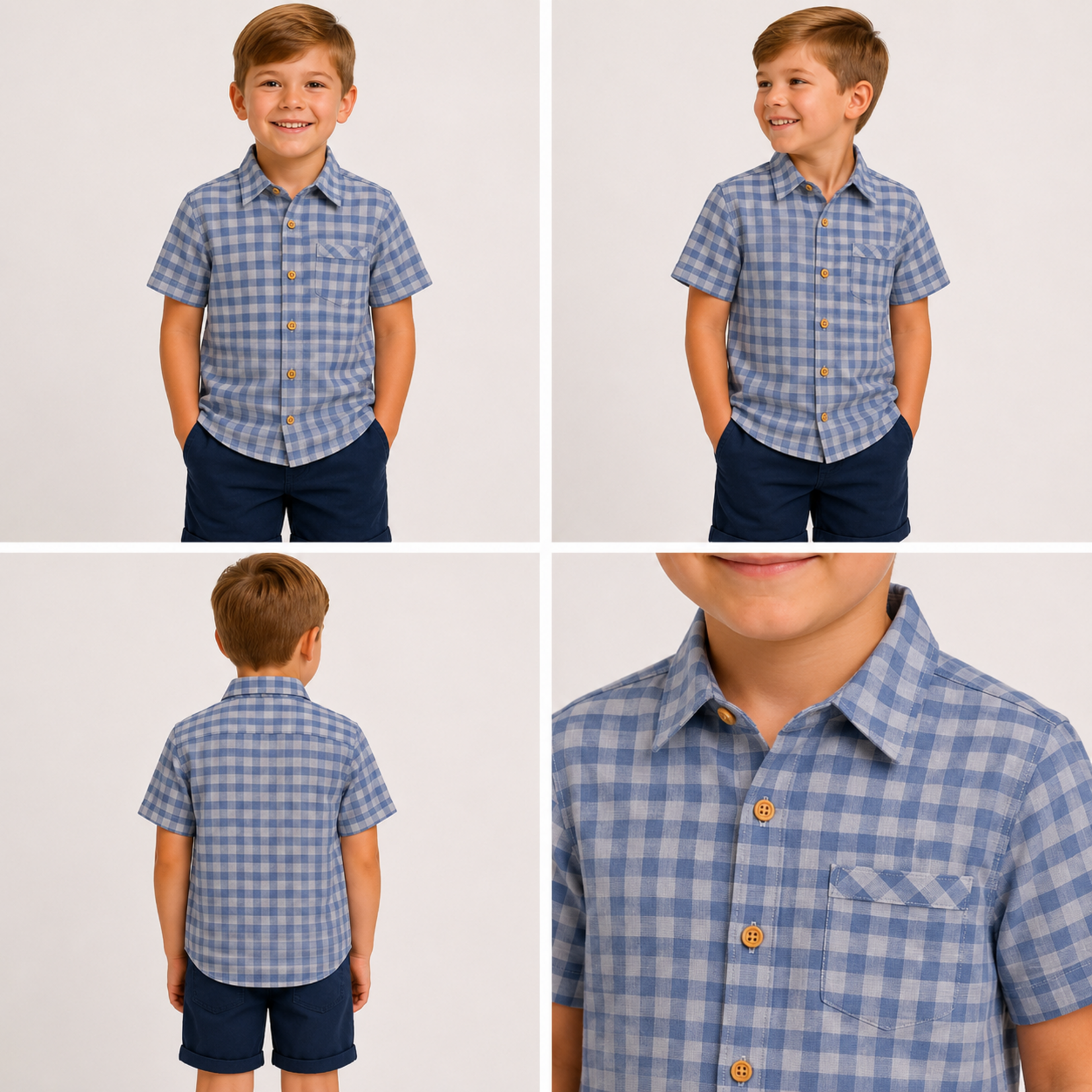 Me & Henry Dark Chambray Plaid Newport Shirt