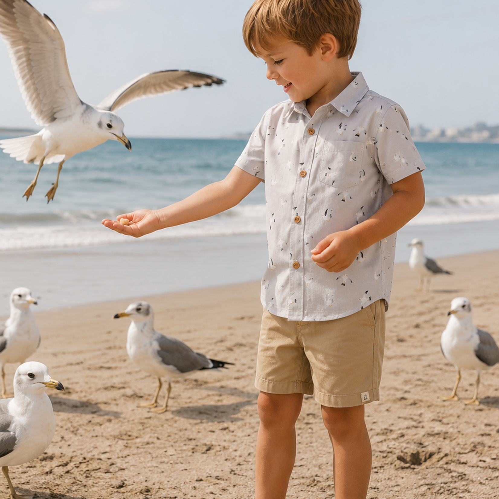 Me & Henry Grey Seagulls Maui Shirt