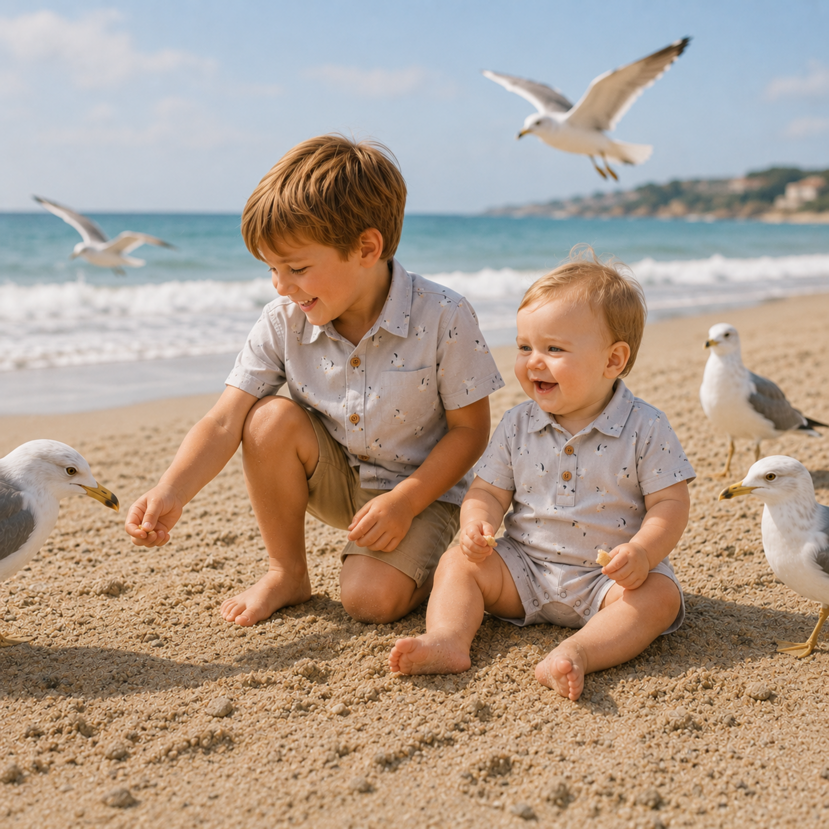 Me & Henry Grey Seagulls Maui Shirt