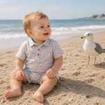 Me & Henry Grey Seagulls Molokai Romper