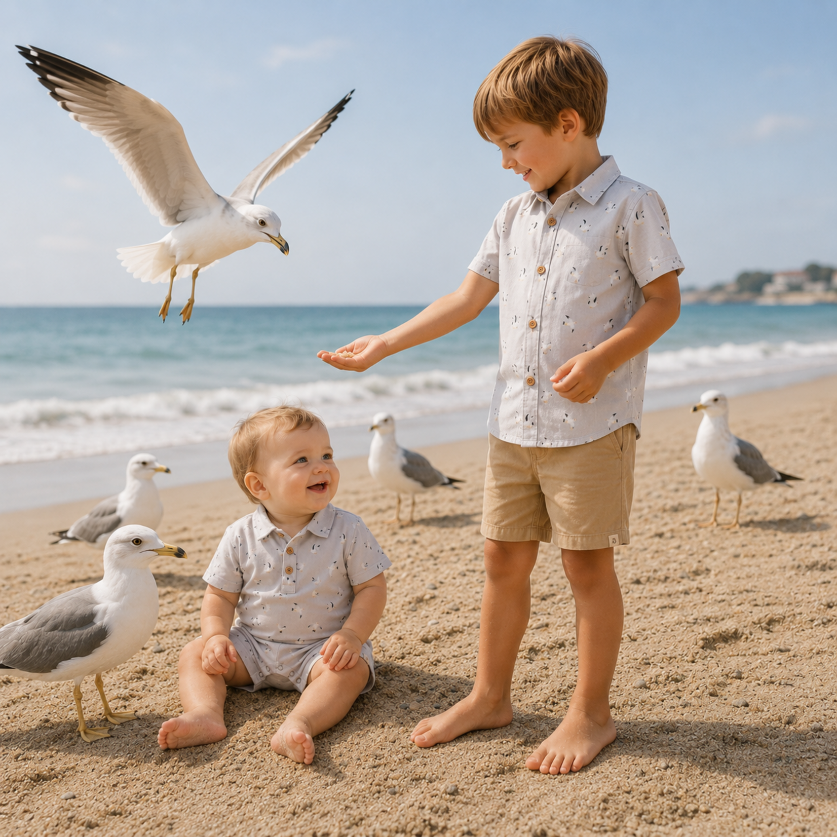 Me & Henry Grey Seagulls Molokai Romper