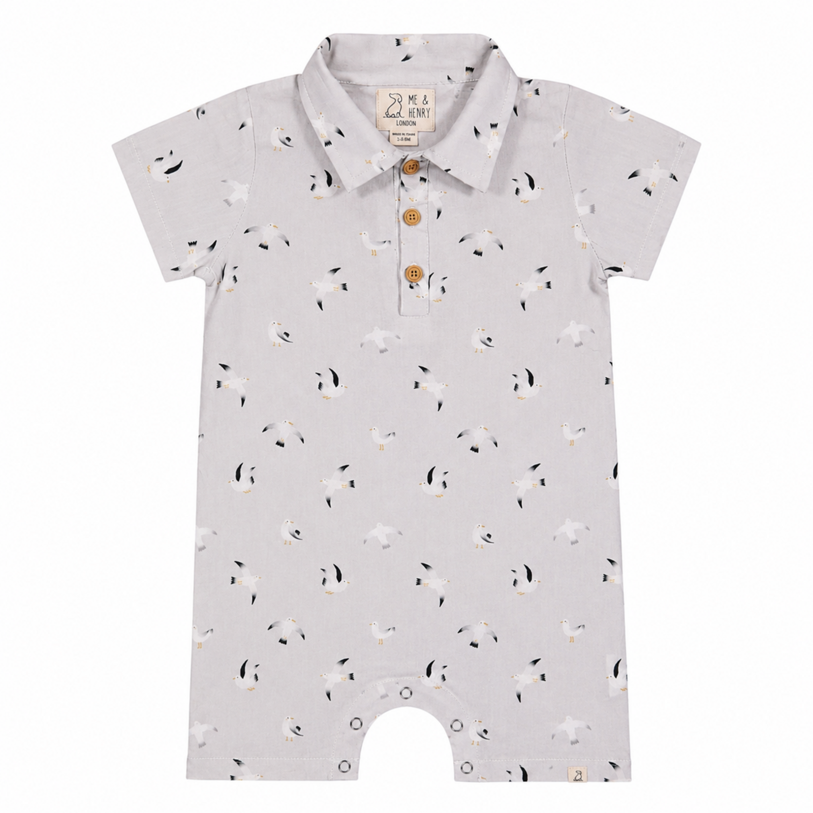 Me & Henry Grey Seagulls Molokai Romper