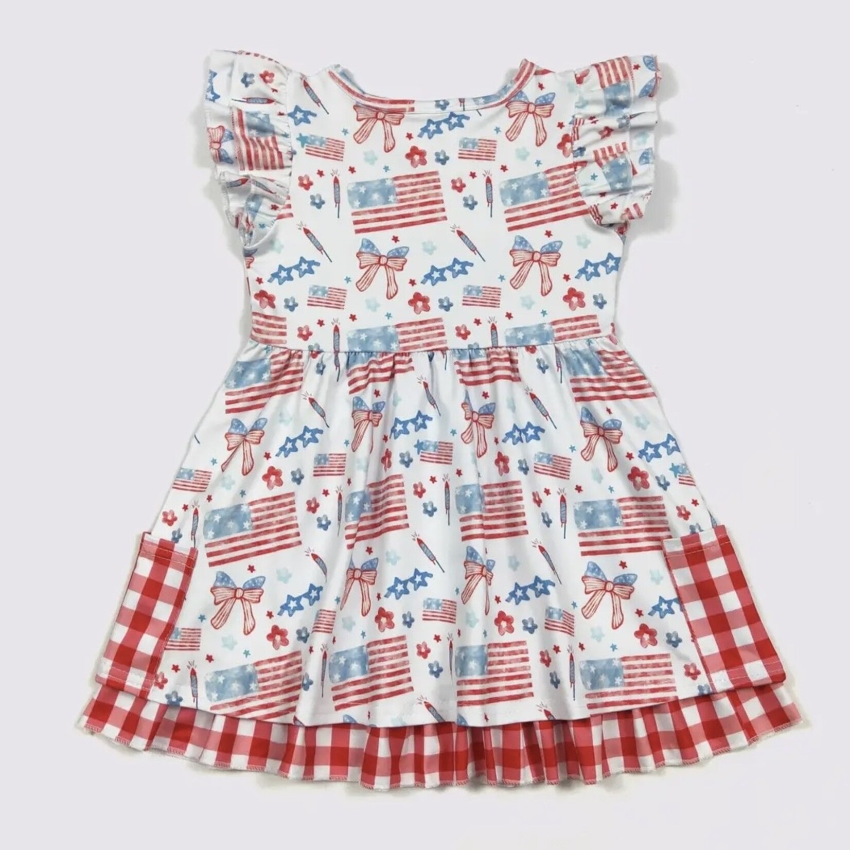 Clover Cottage American Plaid Bows Dress