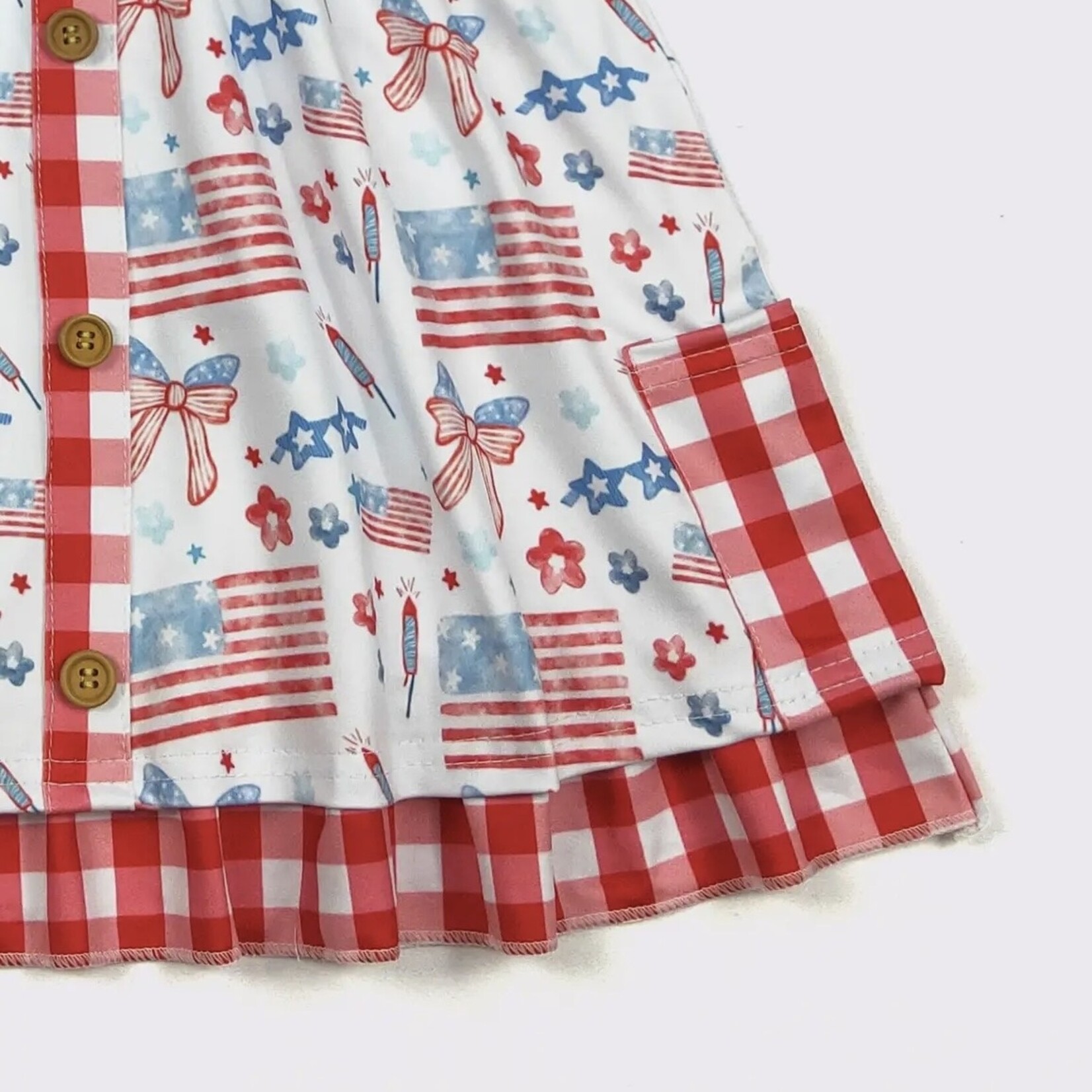 Clover Cottage American Plaid Bows Dress