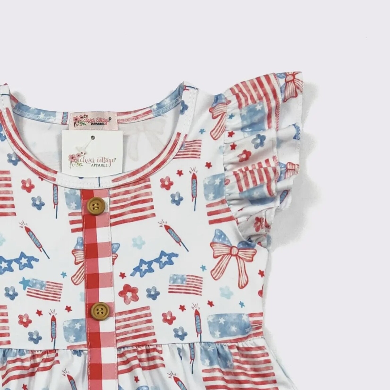 Clover Cottage American Plaid Bows Dress