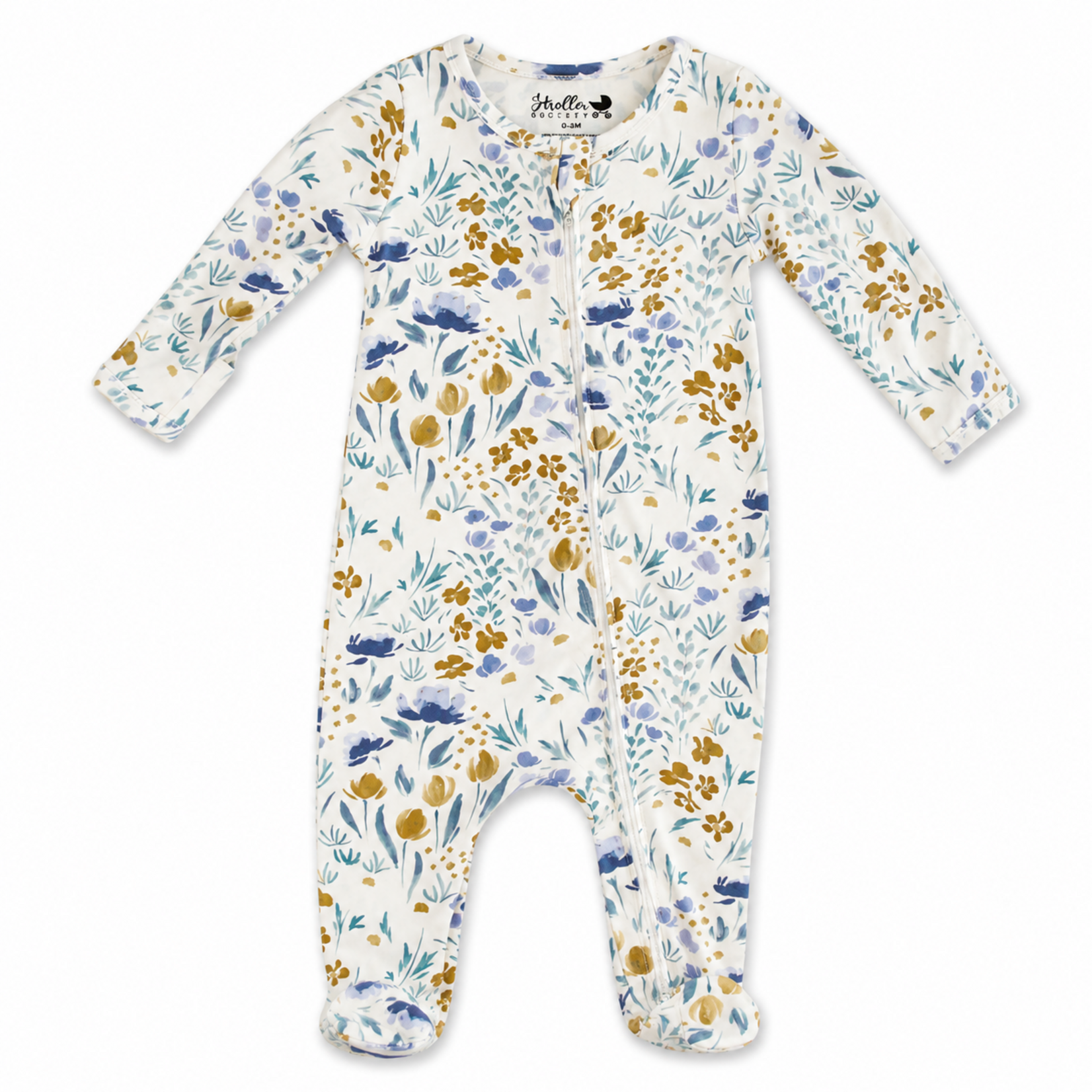 Blue & Gold Floral Footie
