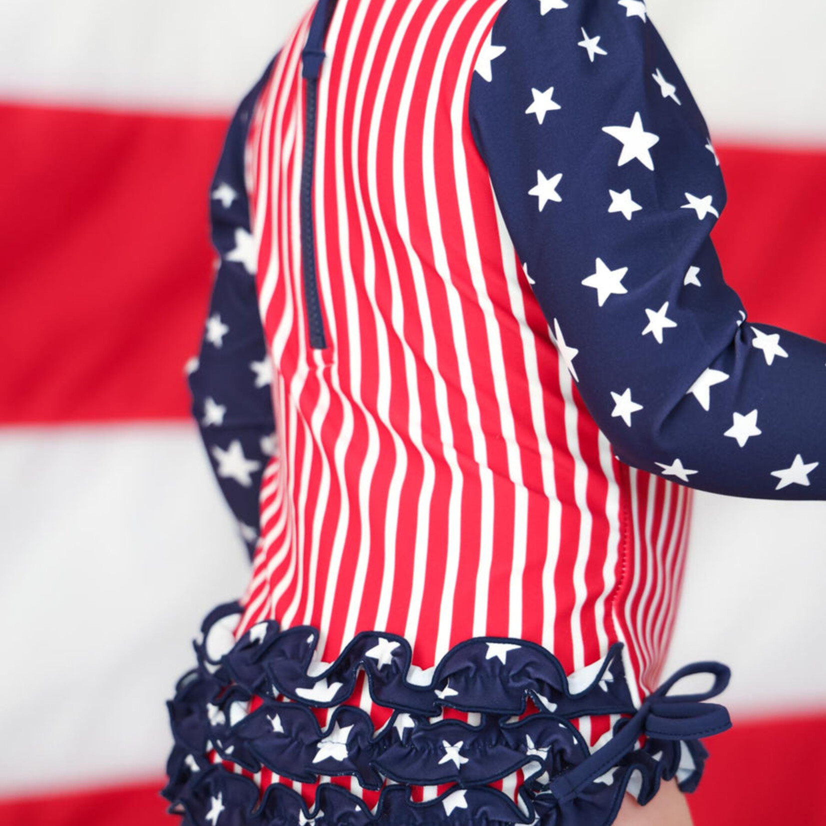 Caden Lane Girls Stars & Stripes Rash Guard Swim