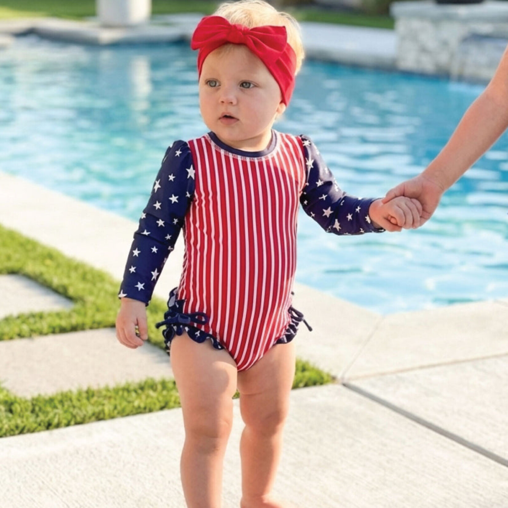 Caden Lane Girls Stars & Stripes Rash Guard Swim