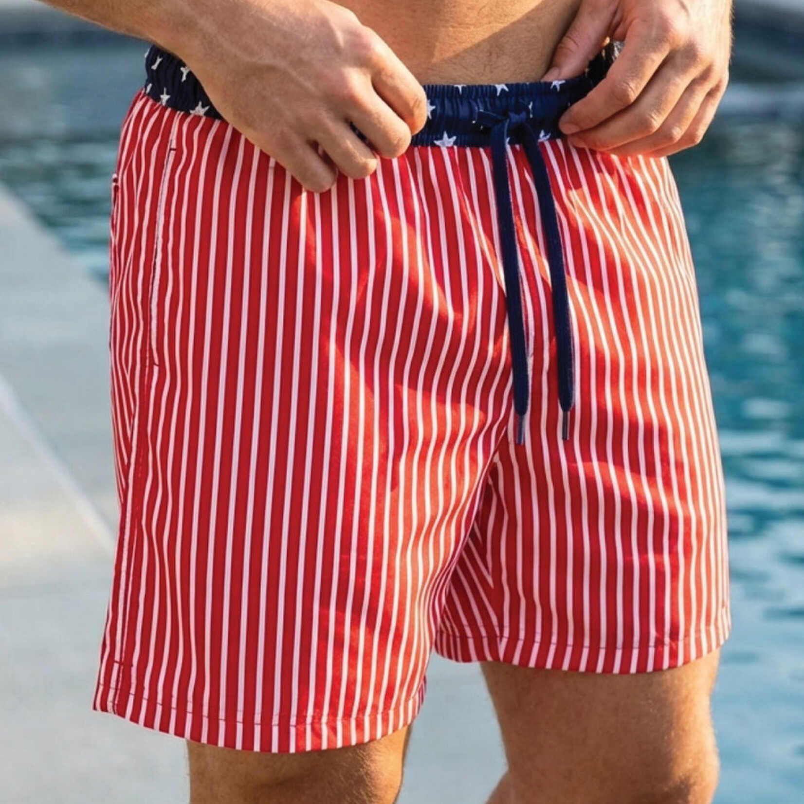 Caden Lane Men's Stars & Stripes Swim Trunks