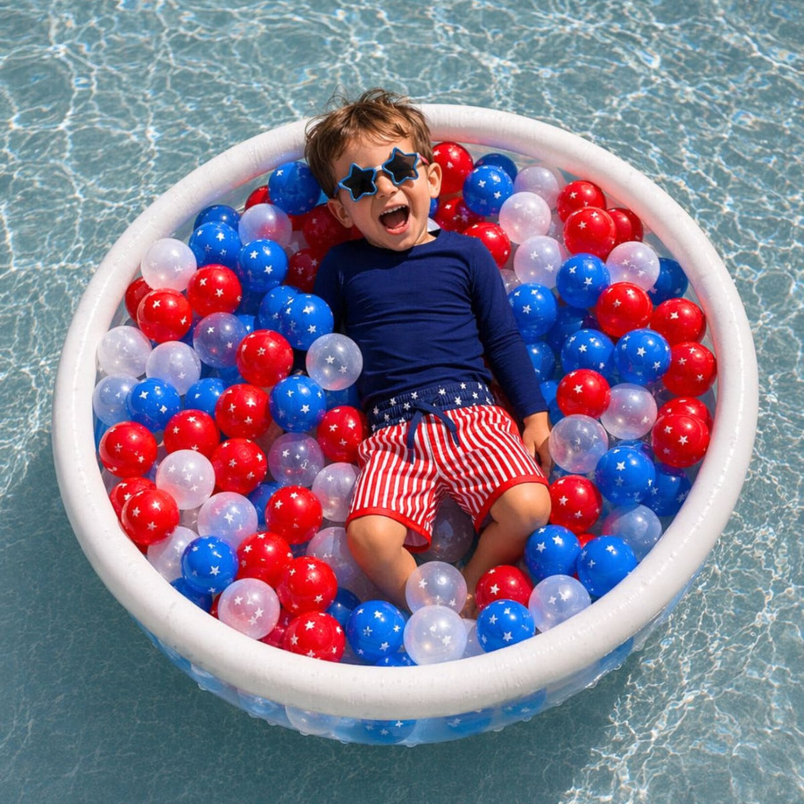 Caden Lane Boys Stars & Stripes Swim Trunks