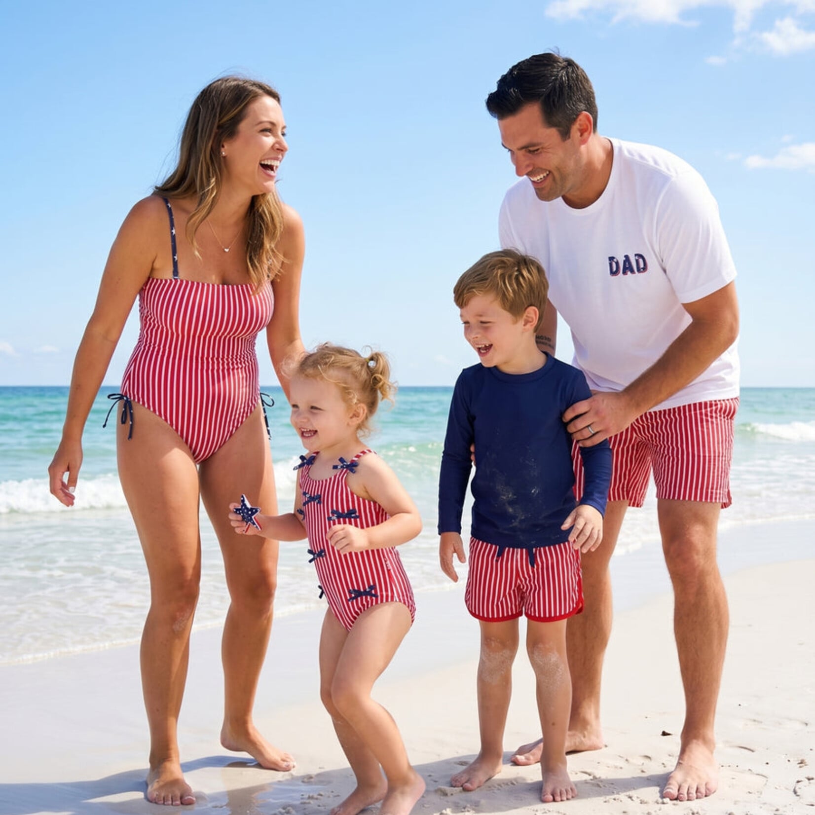Caden Lane Boys Stars & Stripes Swim Trunks