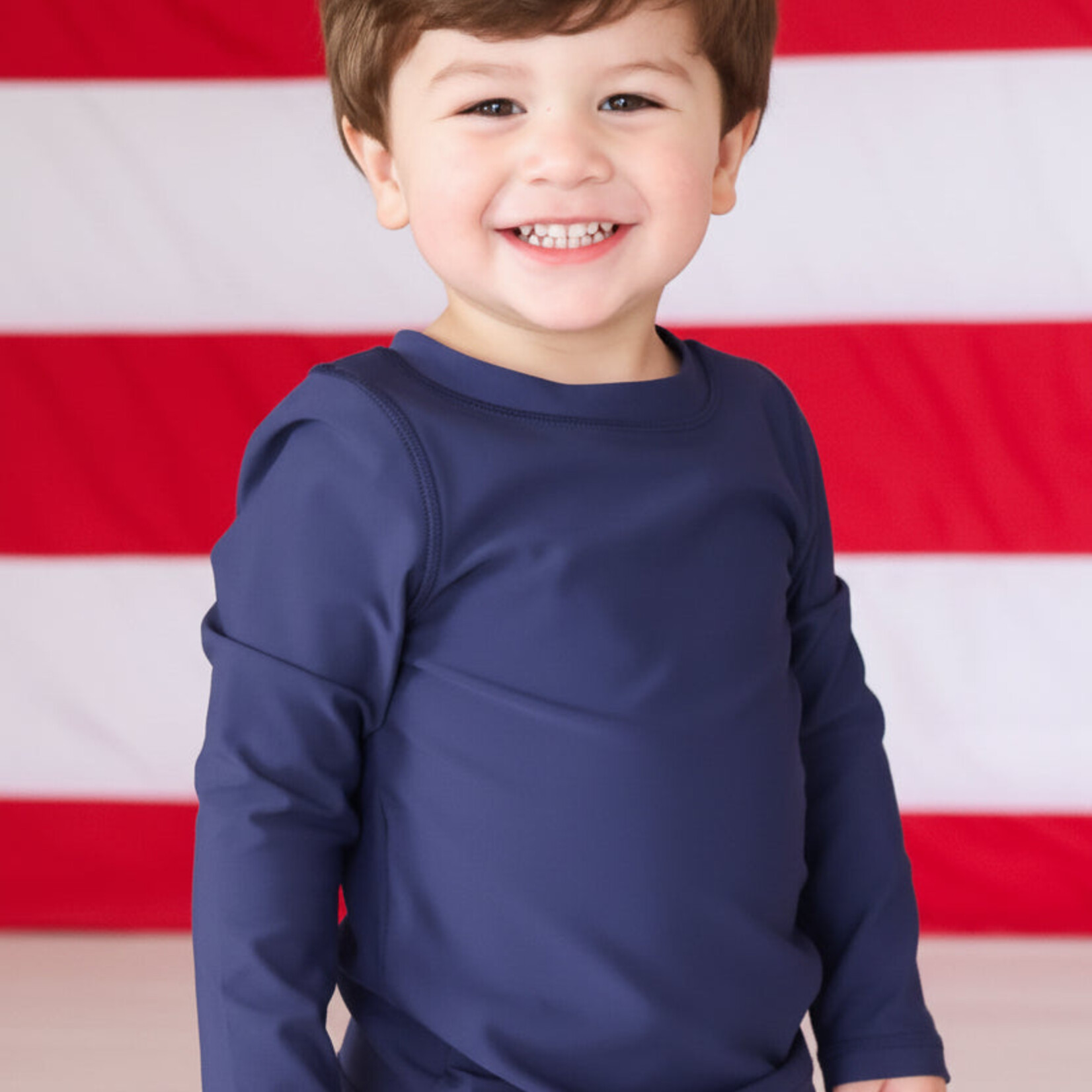 Caden Lane Navy Long Sleeve Rash Guard Swim Top