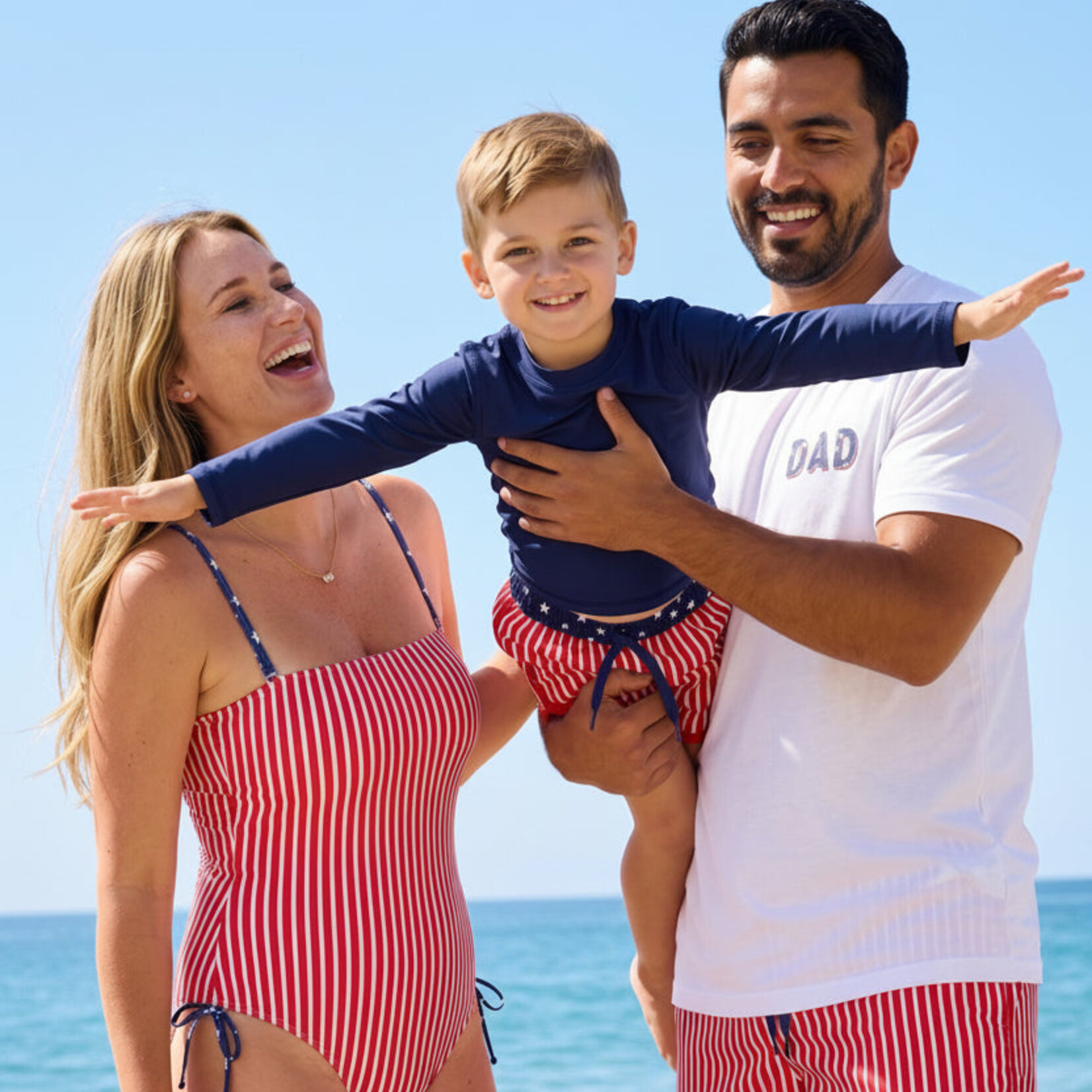 Caden Lane Navy Long Sleeve Rash Guard Swim Top