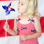 Caden Lane Stars & Stripes Tiny Bows Swimsuit (In-Store Only)