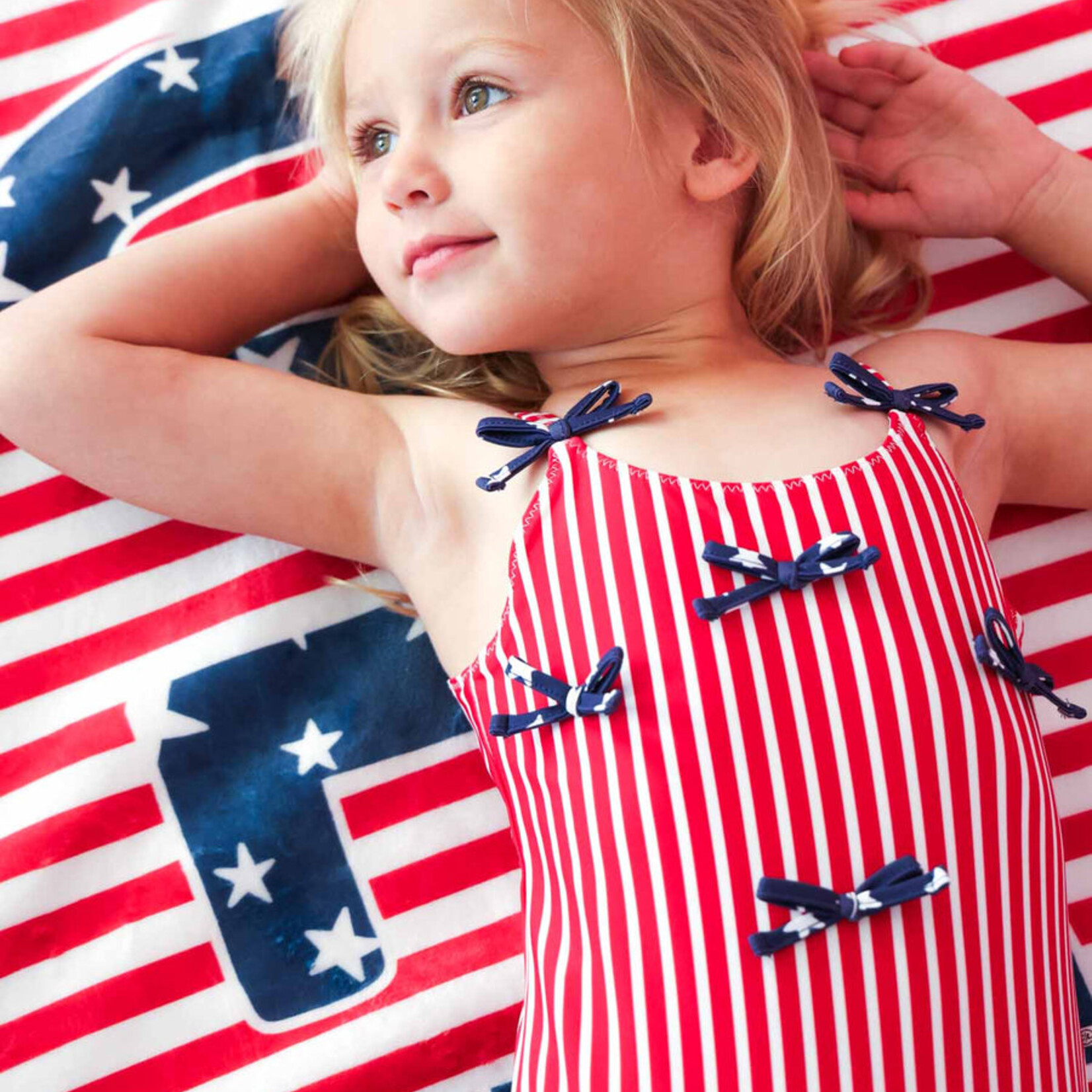 Caden Lane Stars & Stripes Tiny Bows Swimsuit