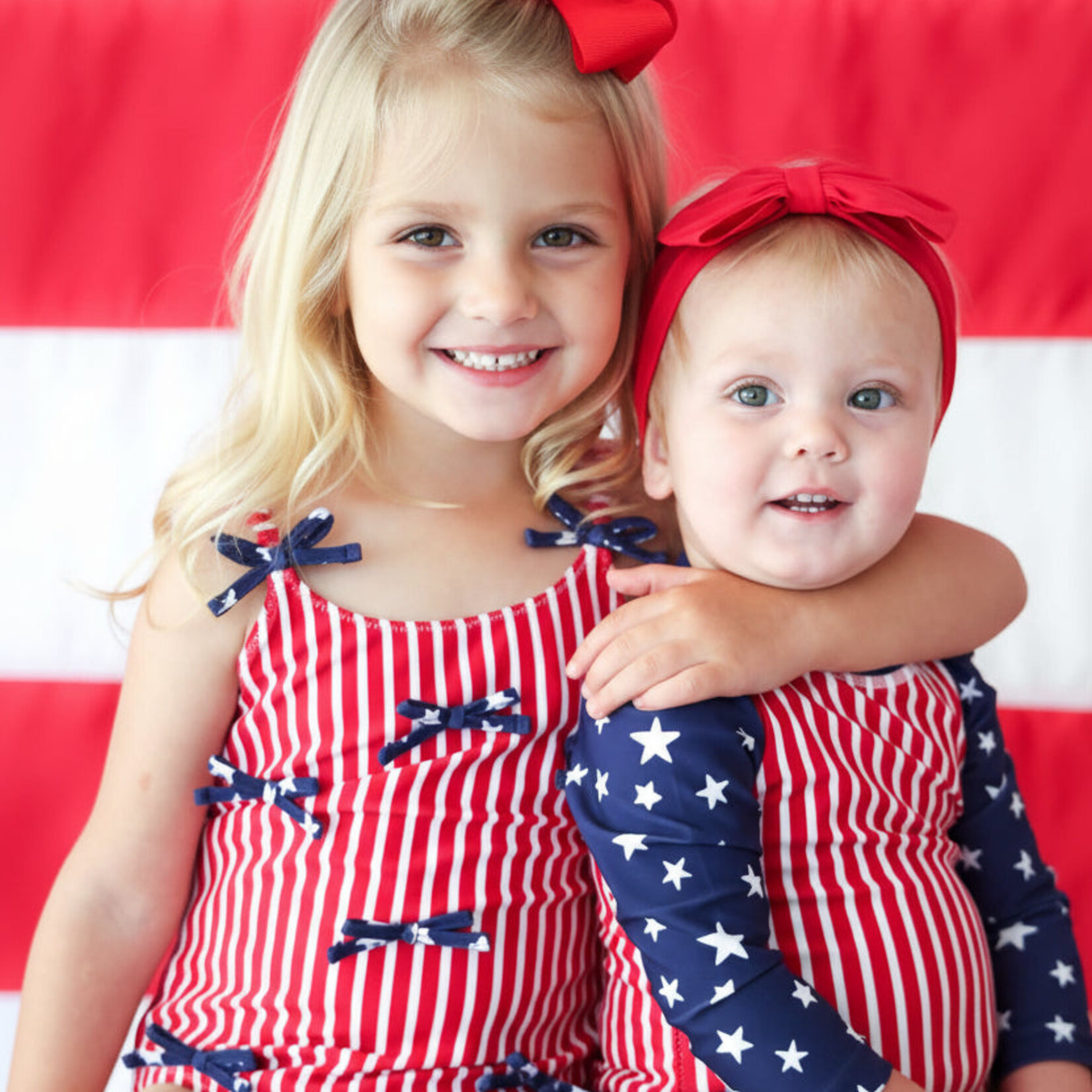 Caden Lane Stars & Stripes Tiny Bows Swimsuit