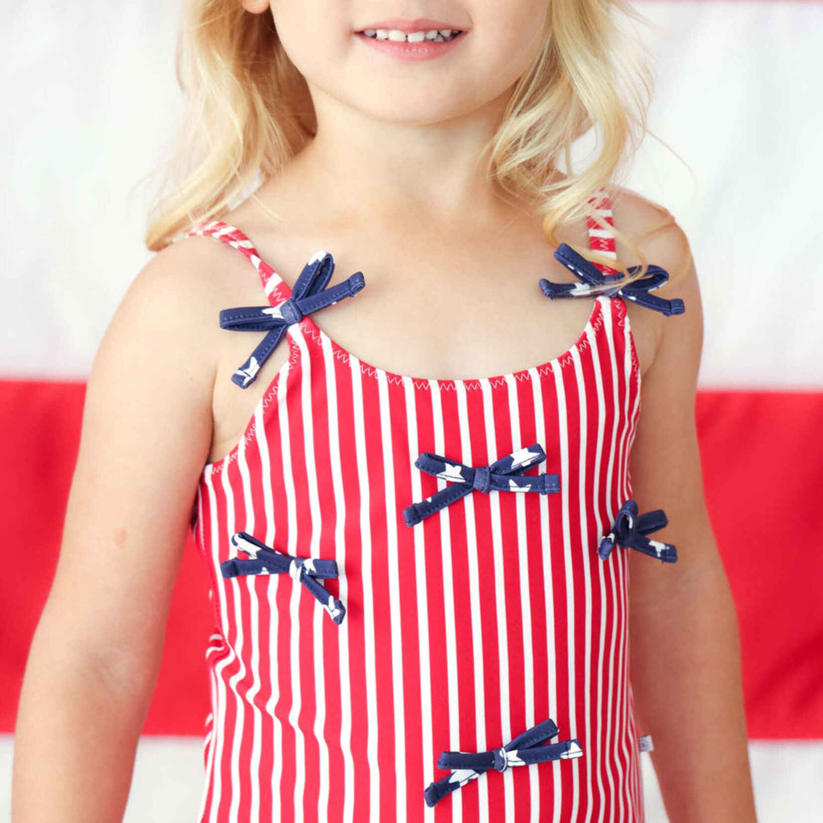 Caden Lane Stars & Stripes Tiny Bows Swimsuit