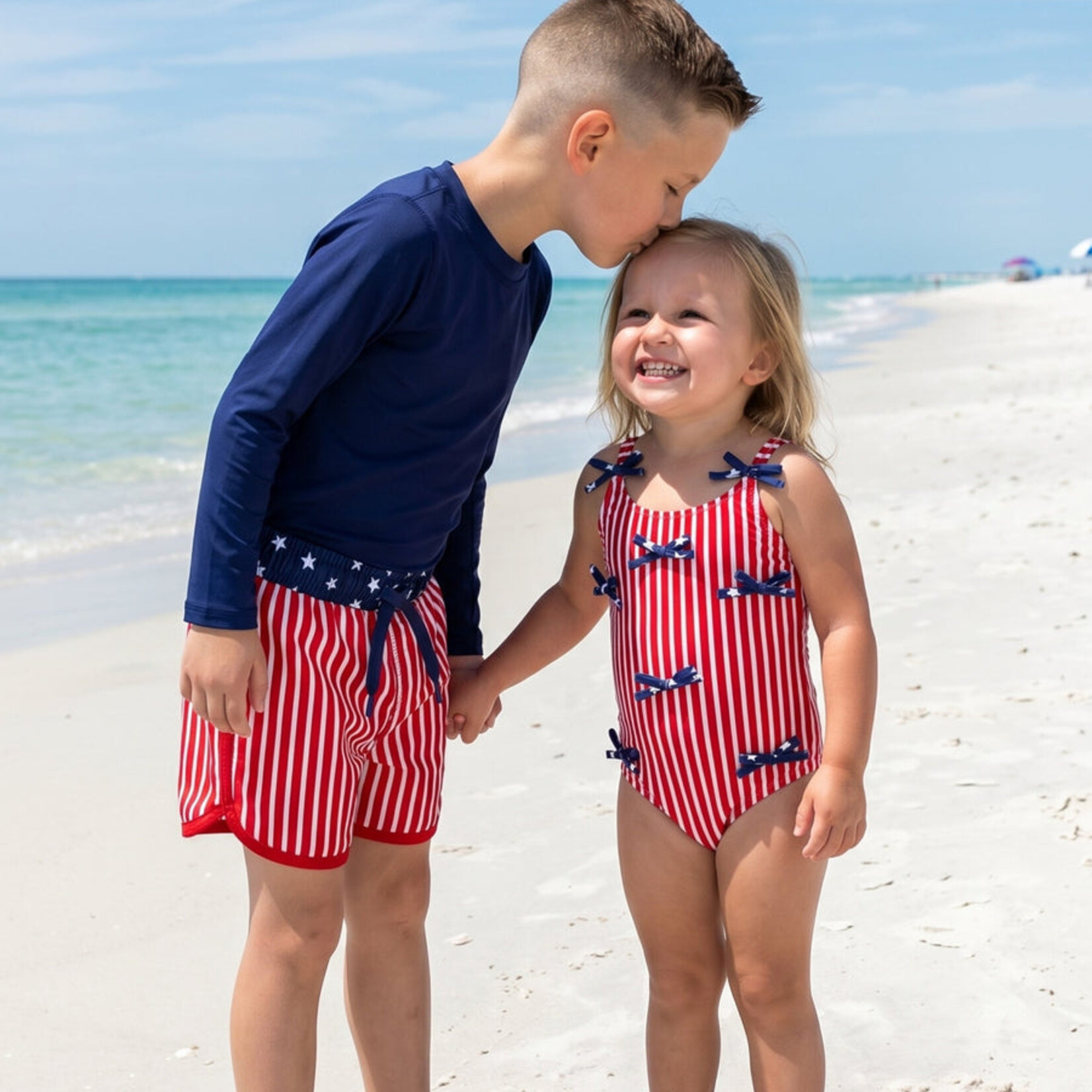 Caden Lane Stars & Stripes Tiny Bows Swimsuit