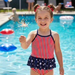 Caden Lane Girls Stars & Stripes Tankini Swim Set (In-Store Only)