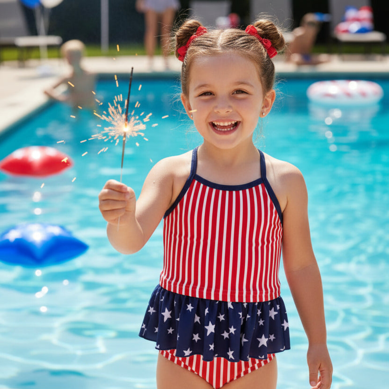 Caden Lane Girls Stars & Stripes Tankini Swim Set