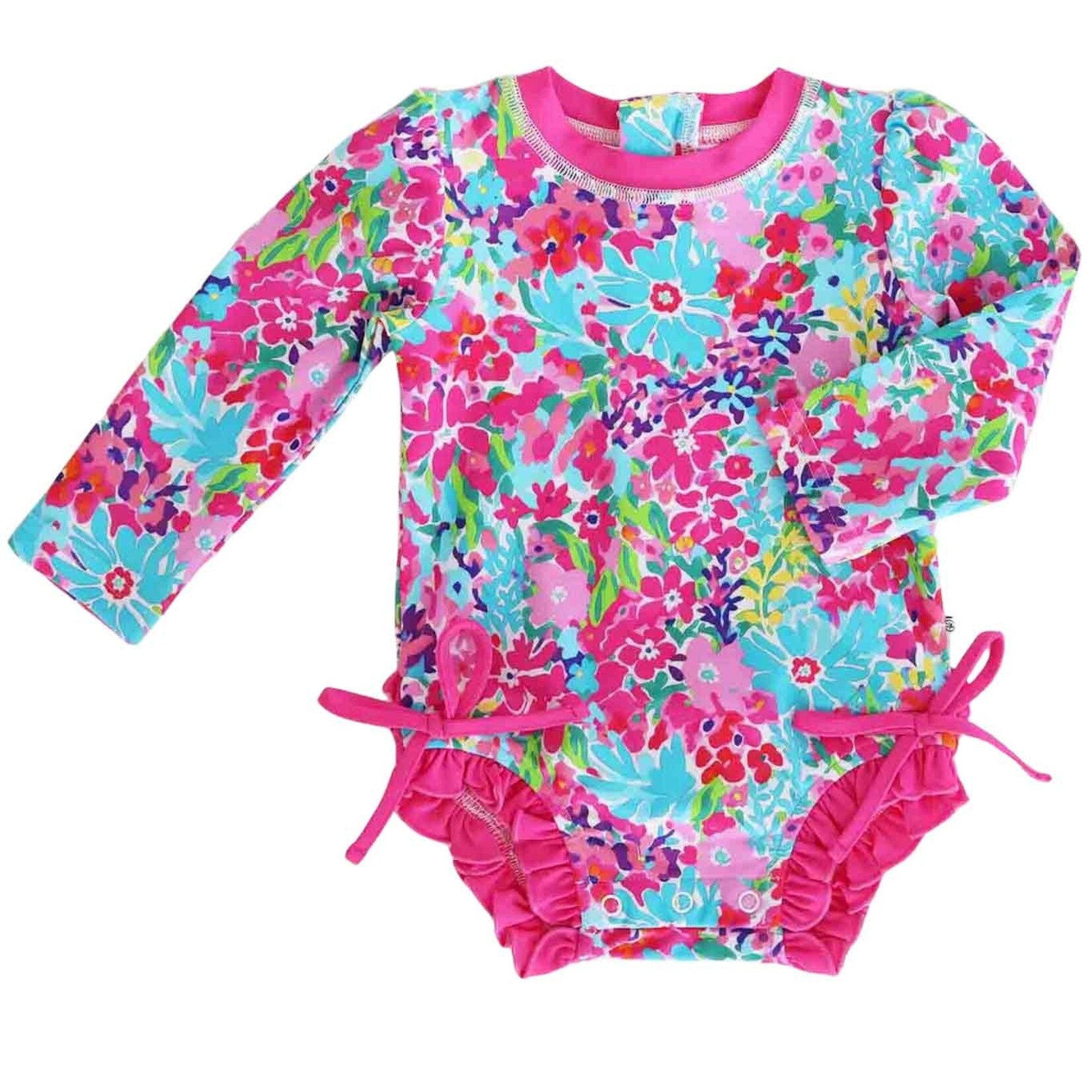 Caden Lane Petal Splash Ruffle Rash Guard Swimsuit