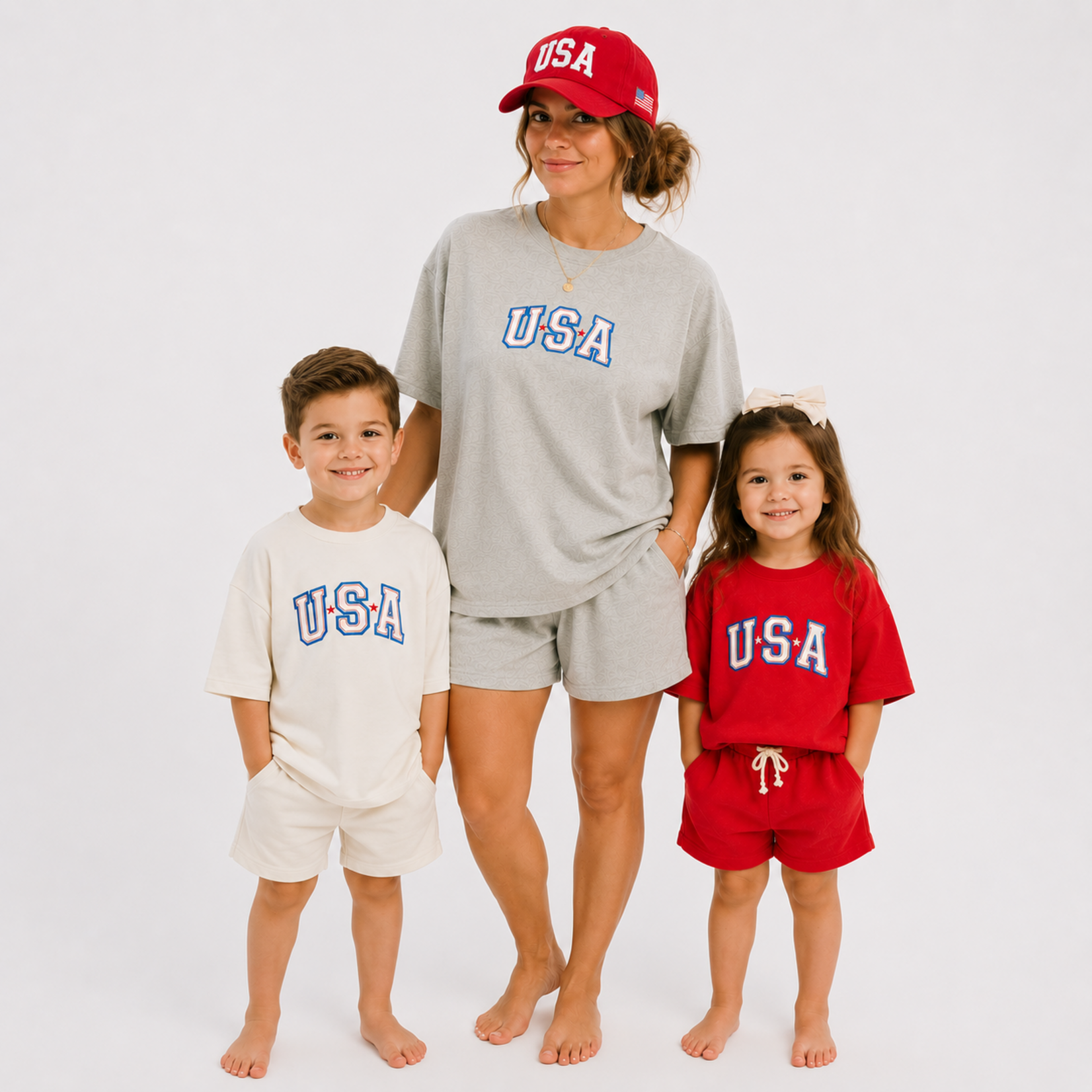 Little One Shop Women's Gray USA Slouchy Set