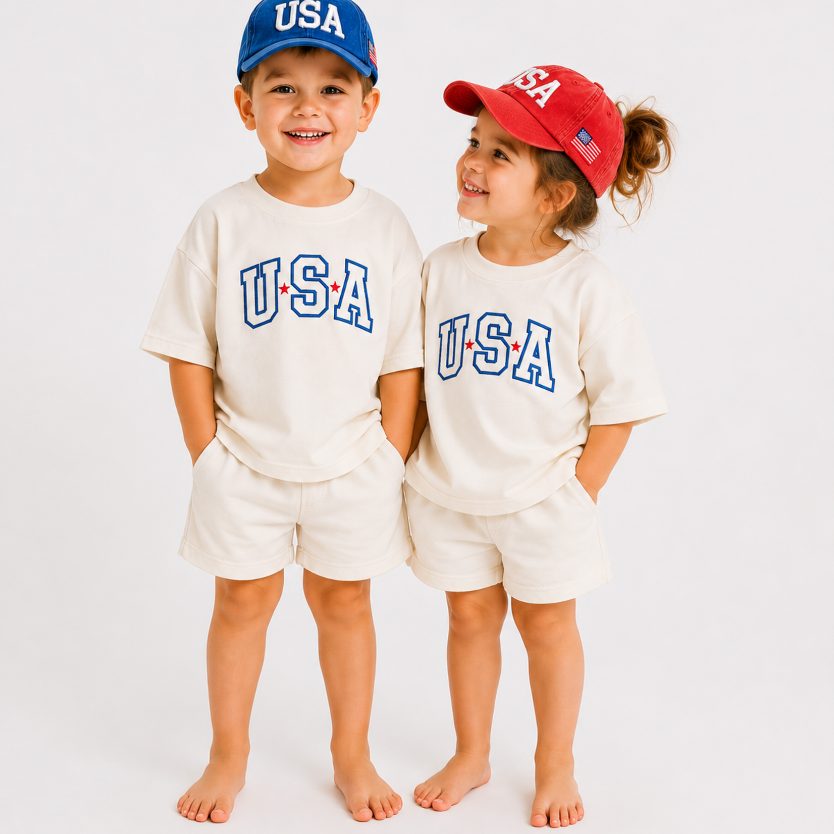 Little One Shop White USA Slouchy Set