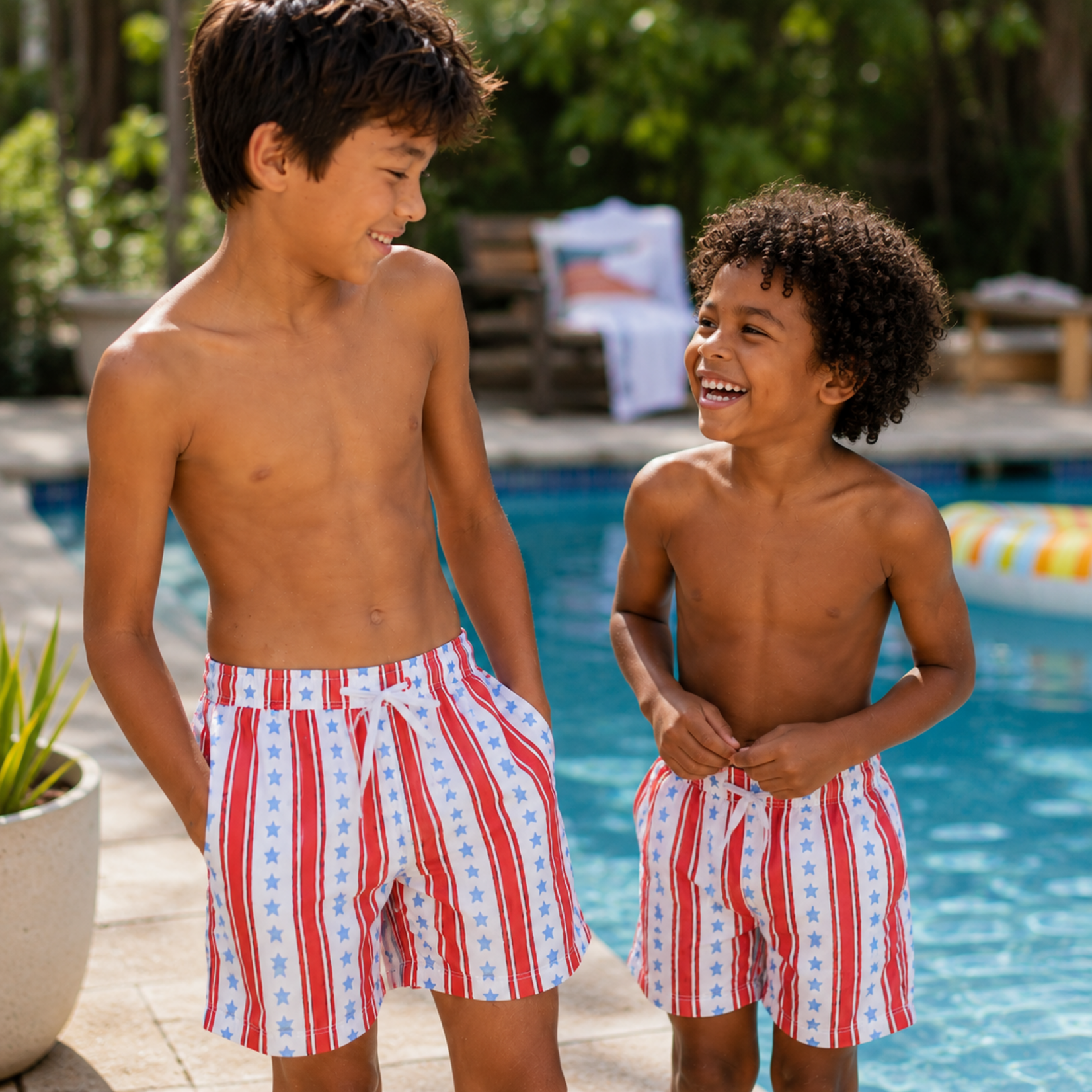 Hamner Hill Boys Stars & Stripes Swim Trunks