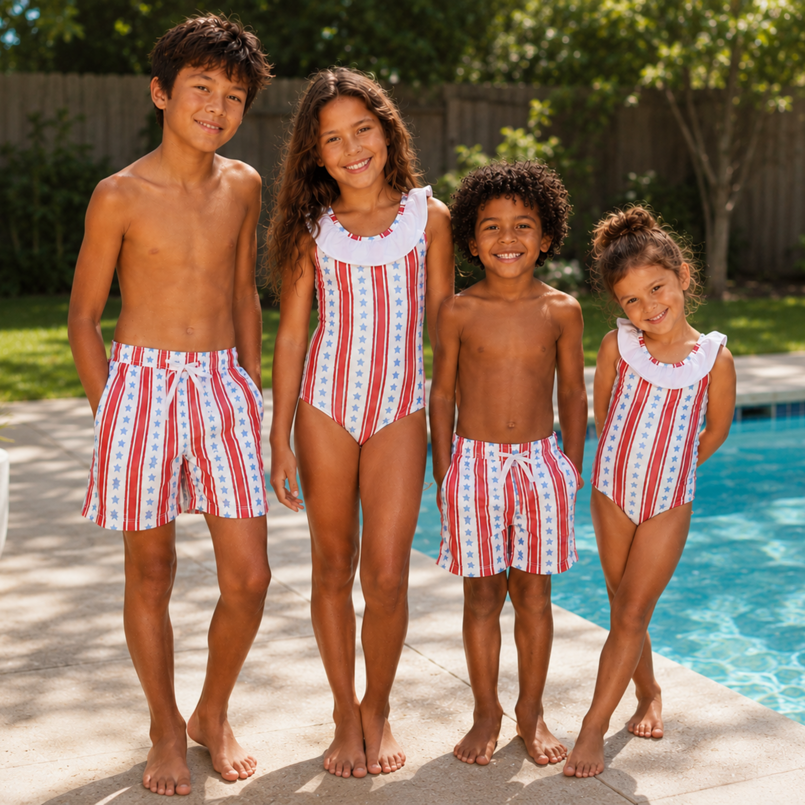 Hamner Hill Boys Stars & Stripes Swim Trunks