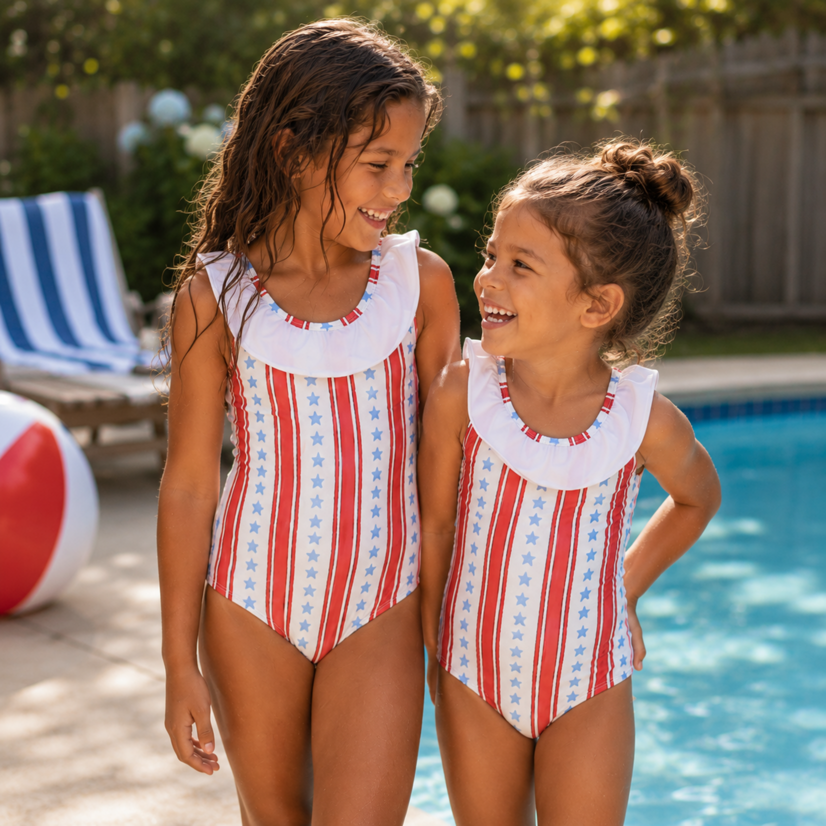 Hamner Hill Stars & Stripes Flutter Bow Swimsuit