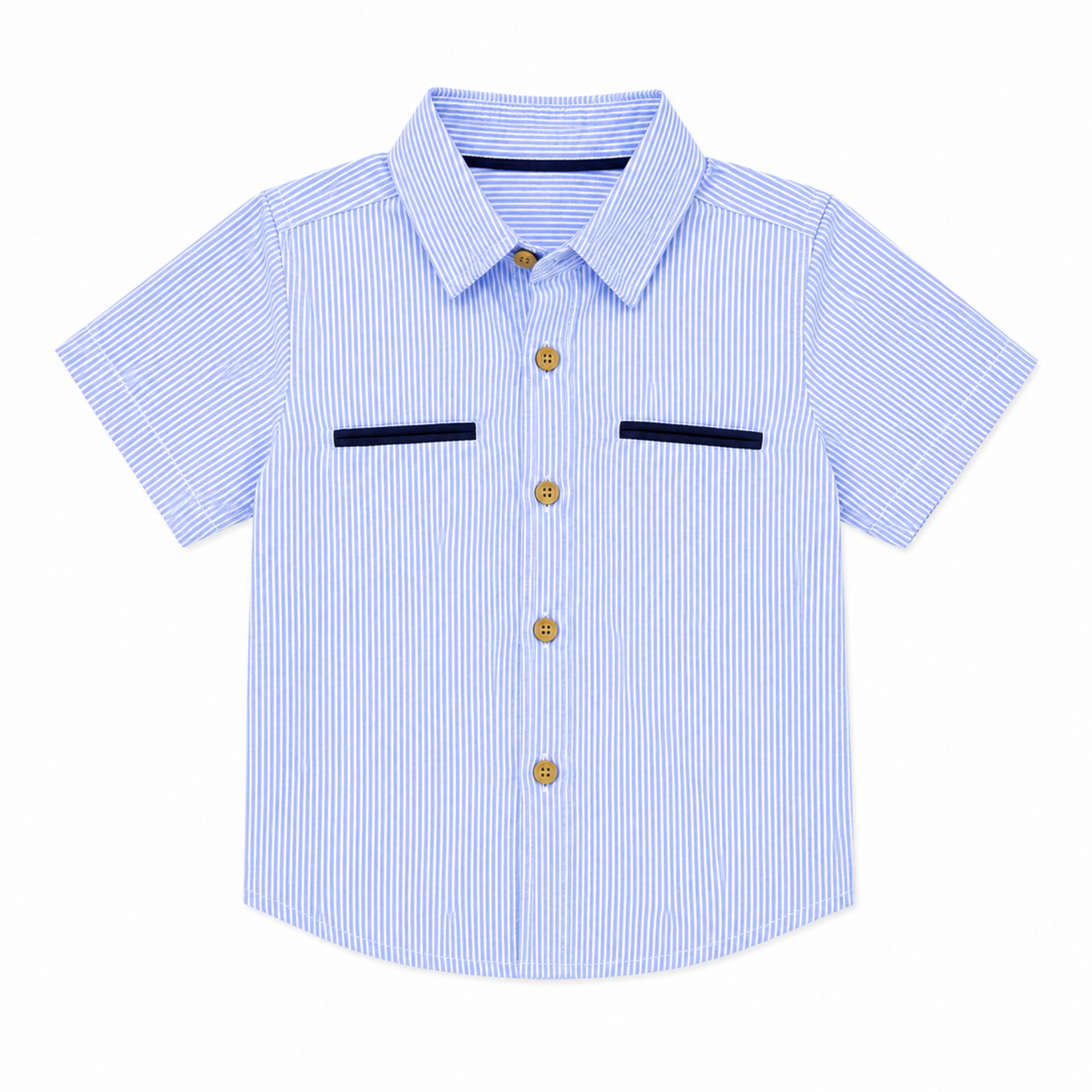 Be Girl Clothing Blue Pinstripe Pocket Shirt