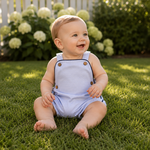 Be Girl Clothing Blue Pinstripe Overall Romper