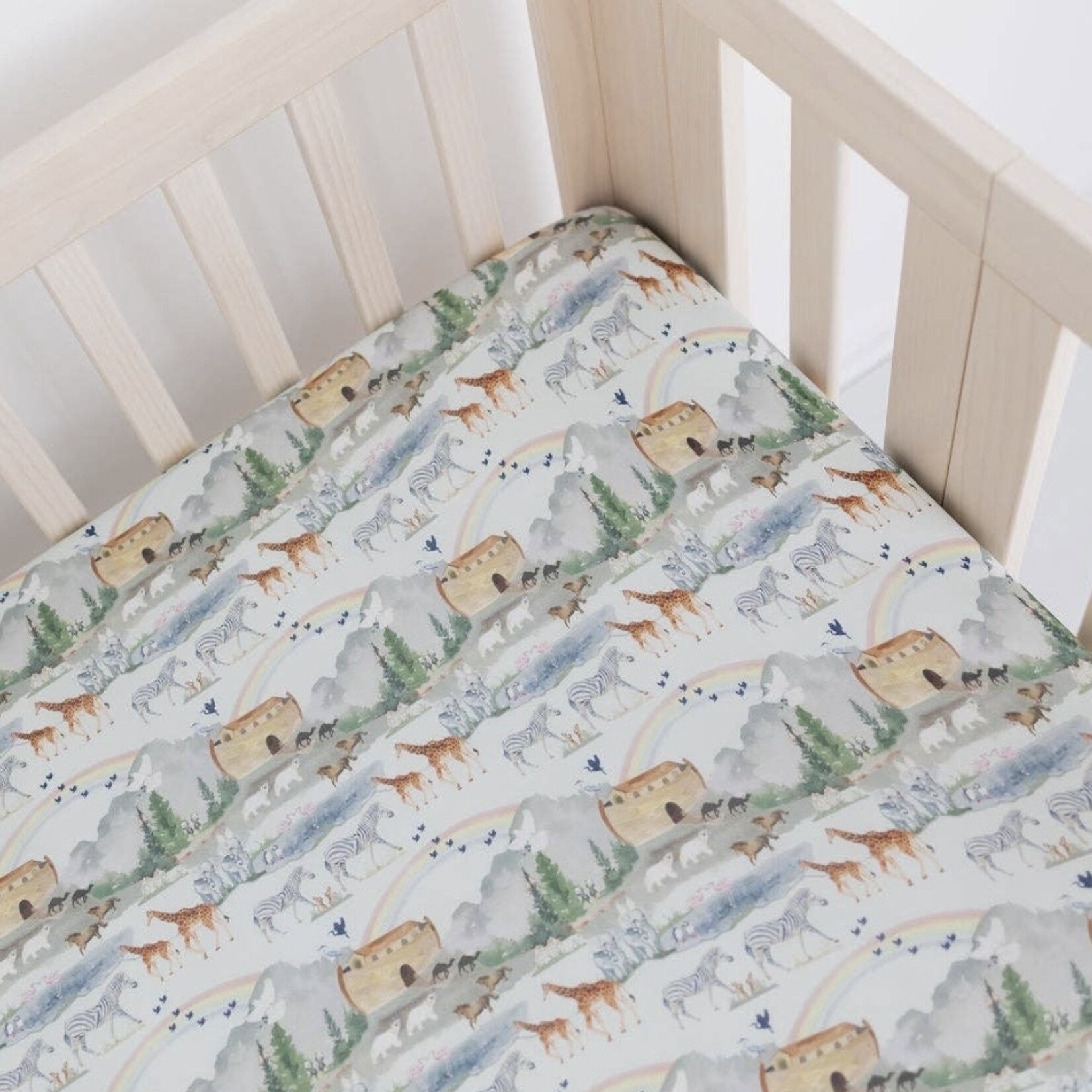 Tiny Revival Co. Noah's Ark Bamboo Crib Sheet