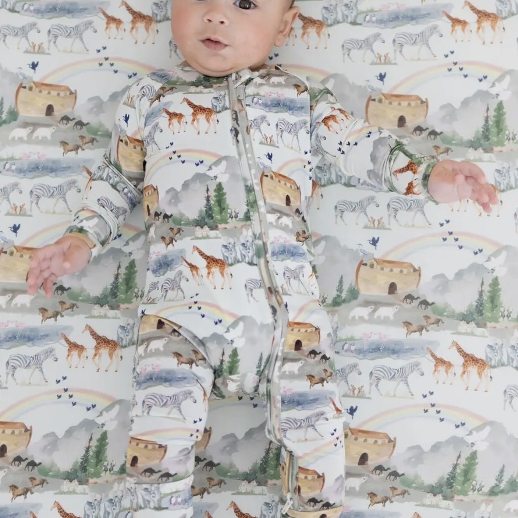 Tiny Revival Co. Noah's Ark Bamboo Crib Sheet
