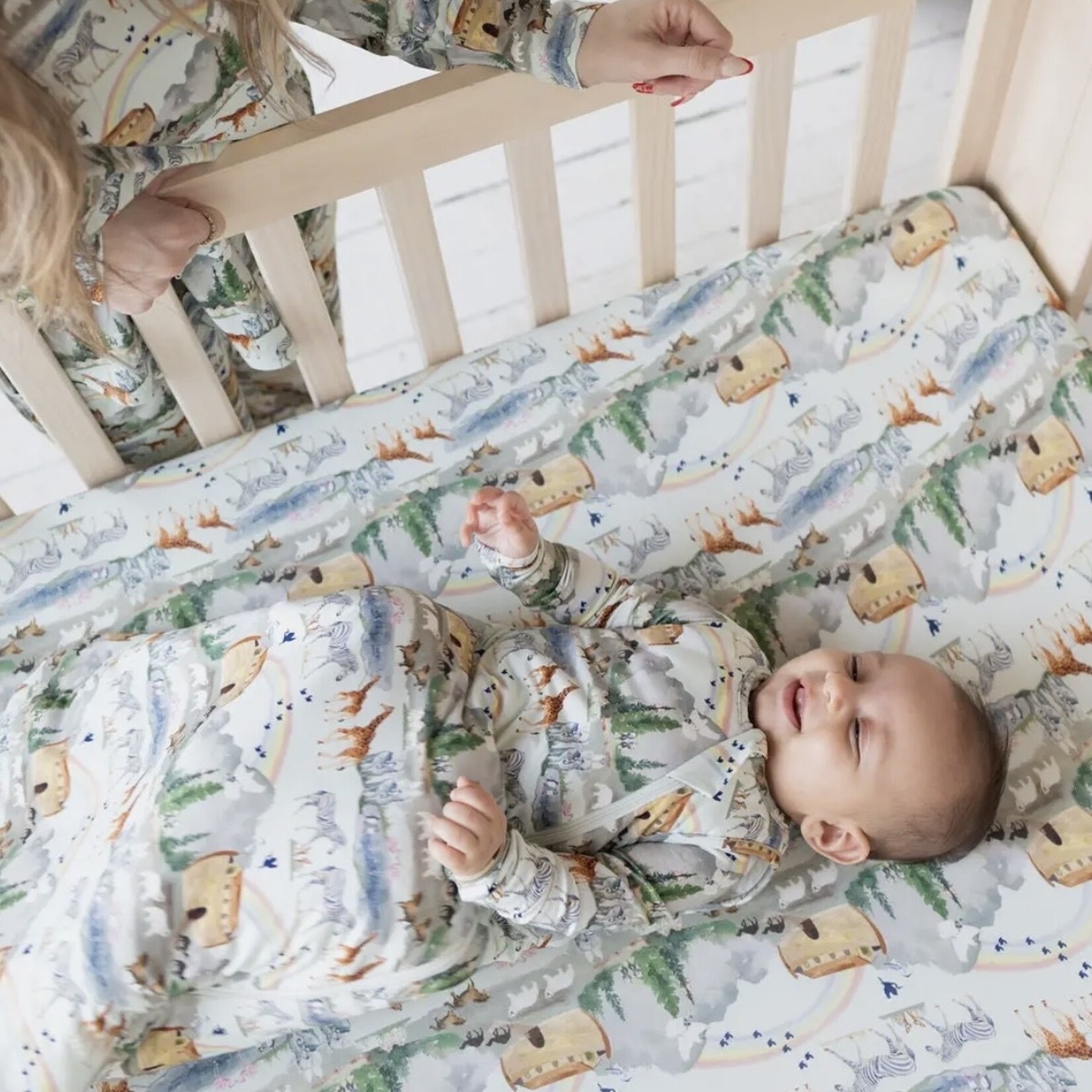 Tiny Revival Co. Noah's Ark Bamboo Crib Sheet