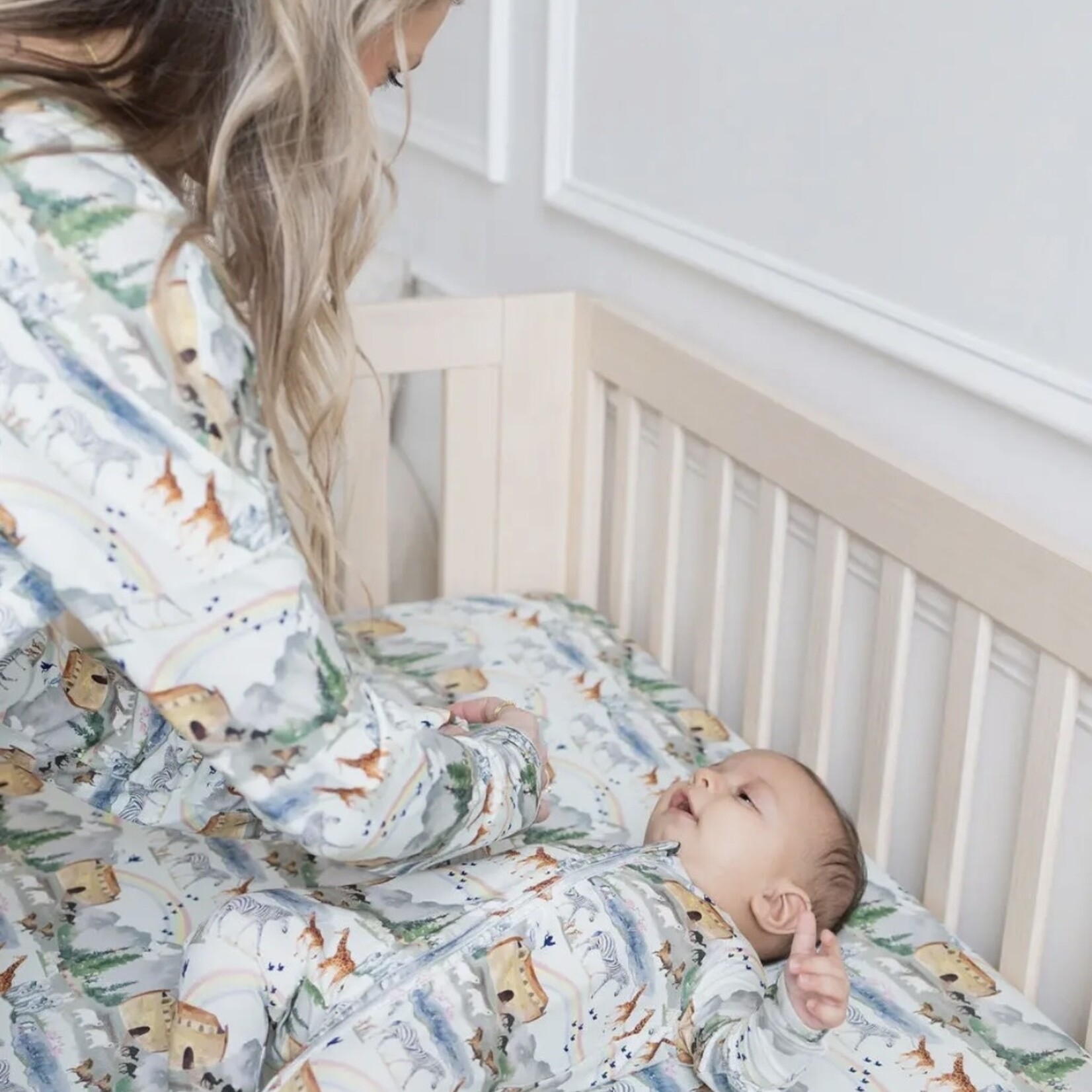 Tiny Revival Co. Noah's Ark Bamboo Convertible Romper