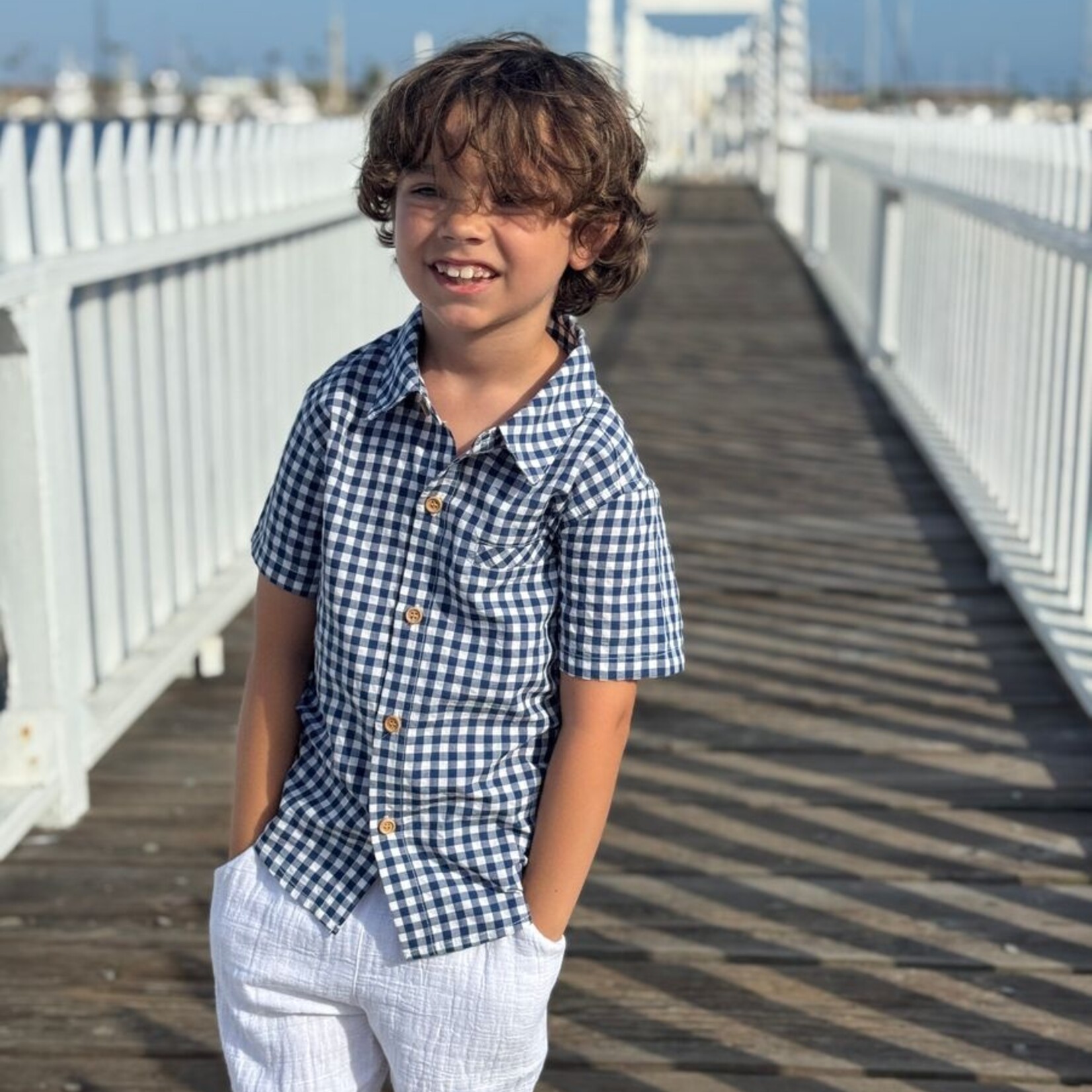 Me & Henry Navy & White Plaid Newport Shirt