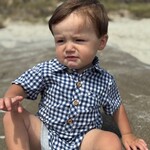Me & Henry Navy & White Plaid Helford Onesie
