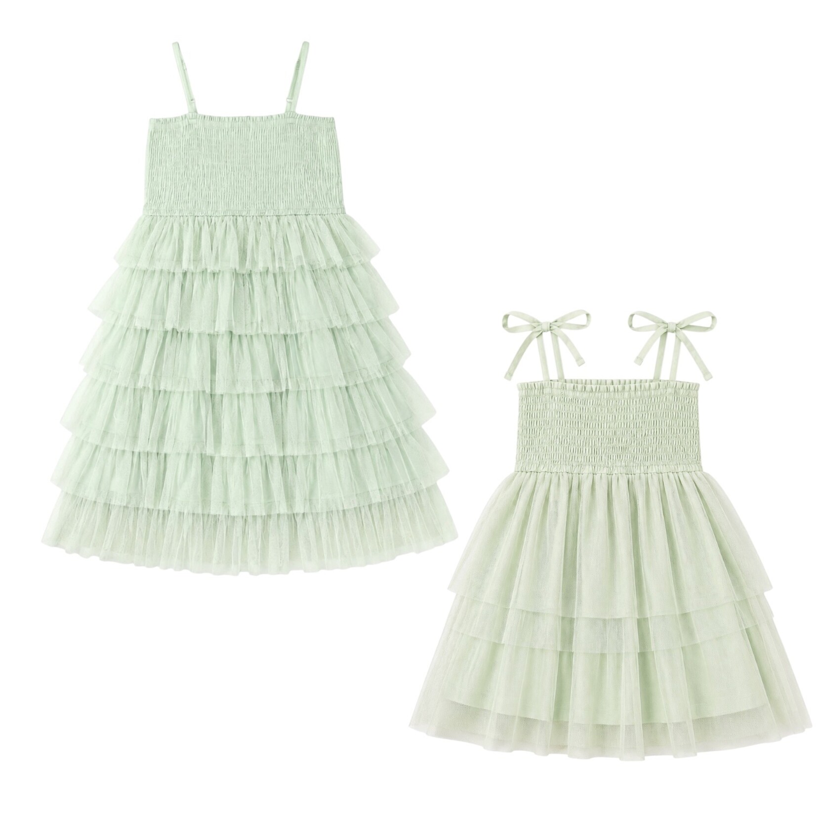 Yo Baby Mint Full Tiered Tulle Dress