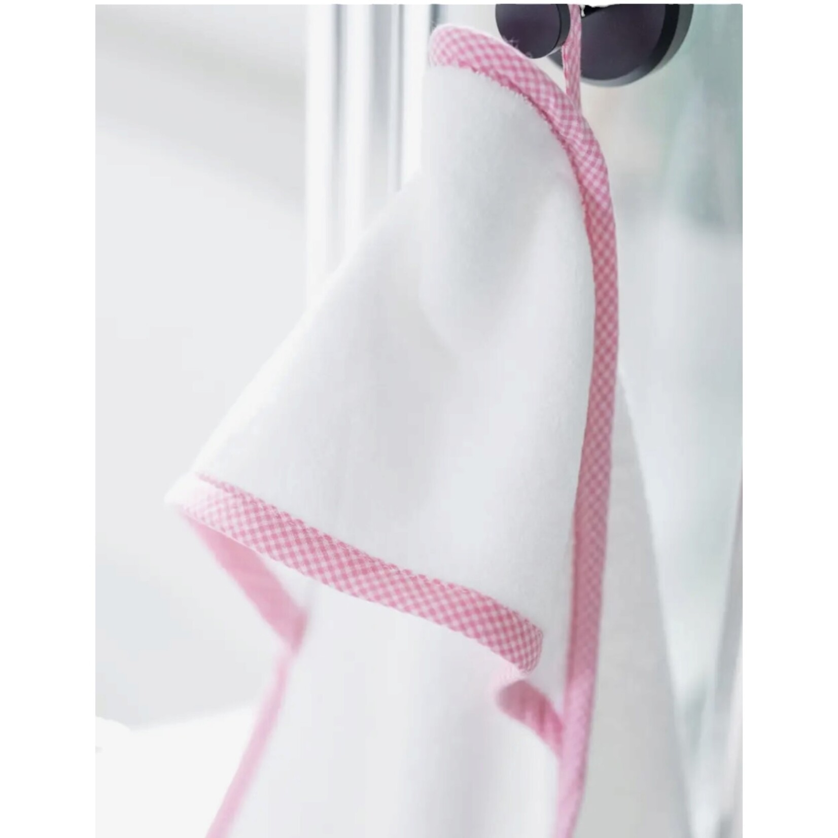 Pink Gingham Terry Hooded Bath Towel